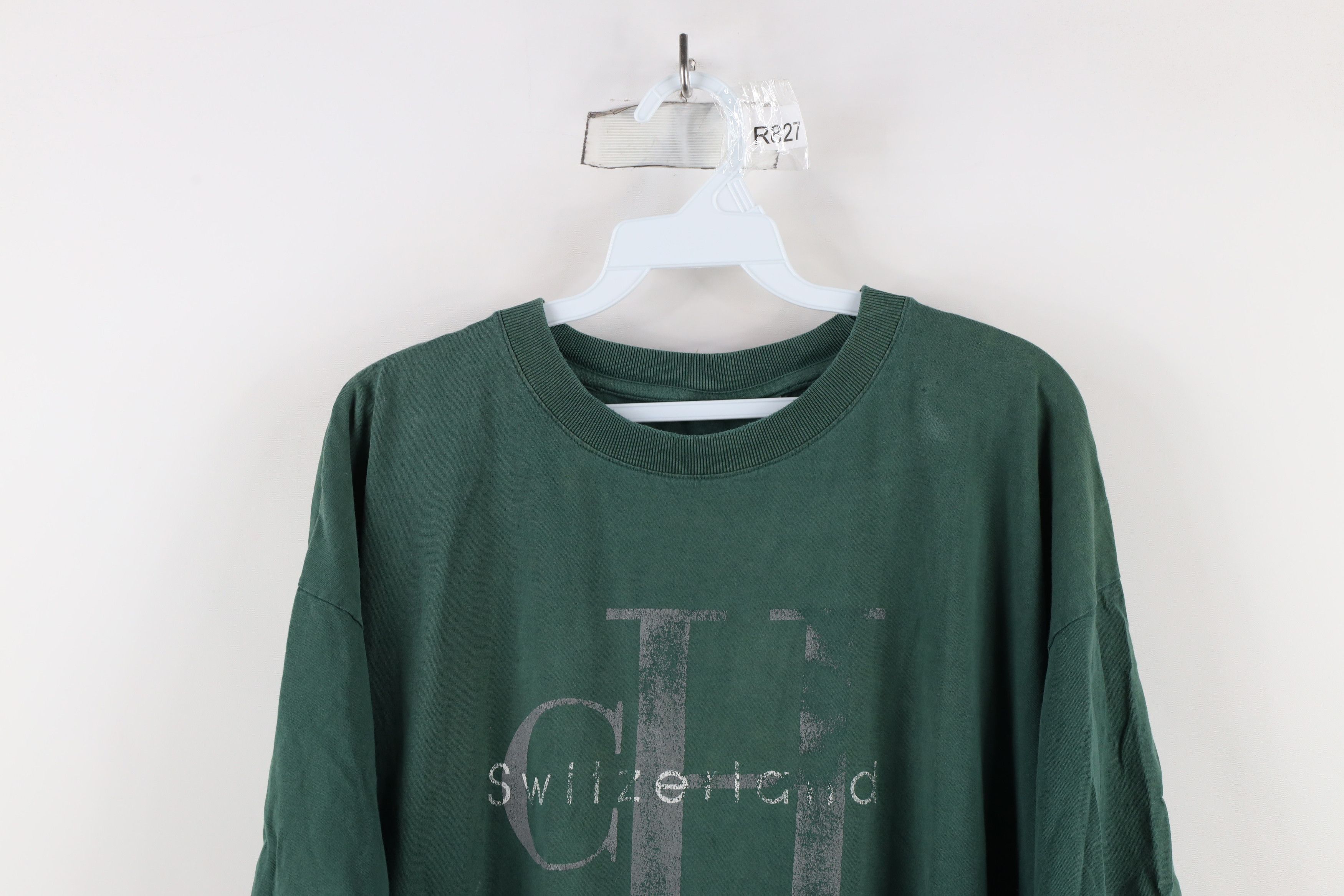 Vintage Vintage 90s Streetwear Spell Out Switzerland T-Shirt Green Size US XXL / EU 58 / 5 - 2 Thumbnail