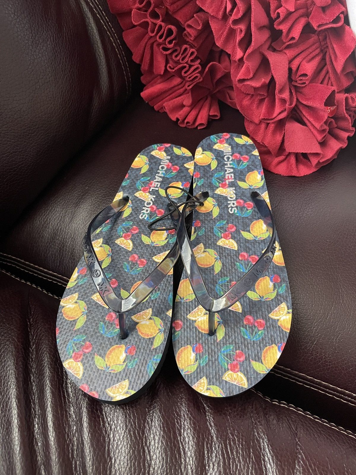 Michael Kors Michael Kors MK Logo Flip Flop Fruit Print Thong Sandal 10 Size US 10 / IT 40 - 2 Thumbnail
