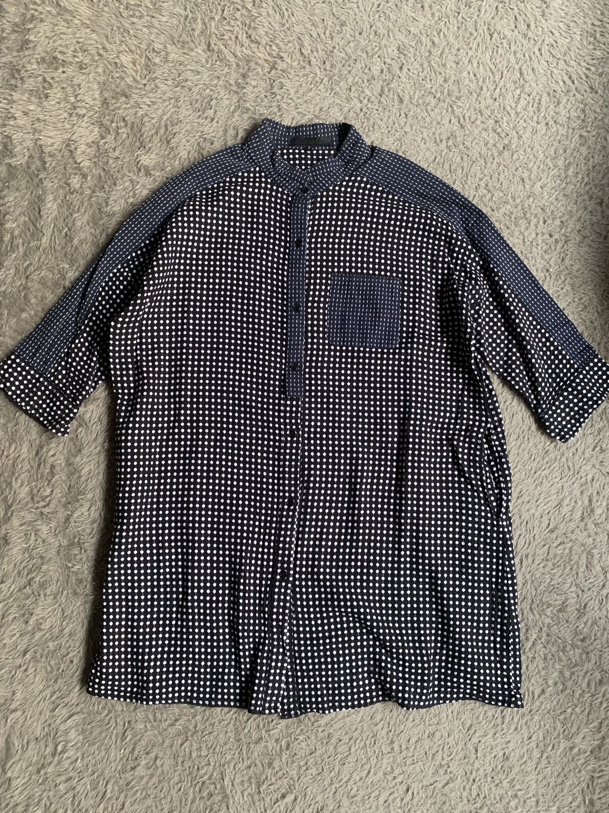 Alexander Wang Polkadot Sashiko Stich Collarless Shirt
