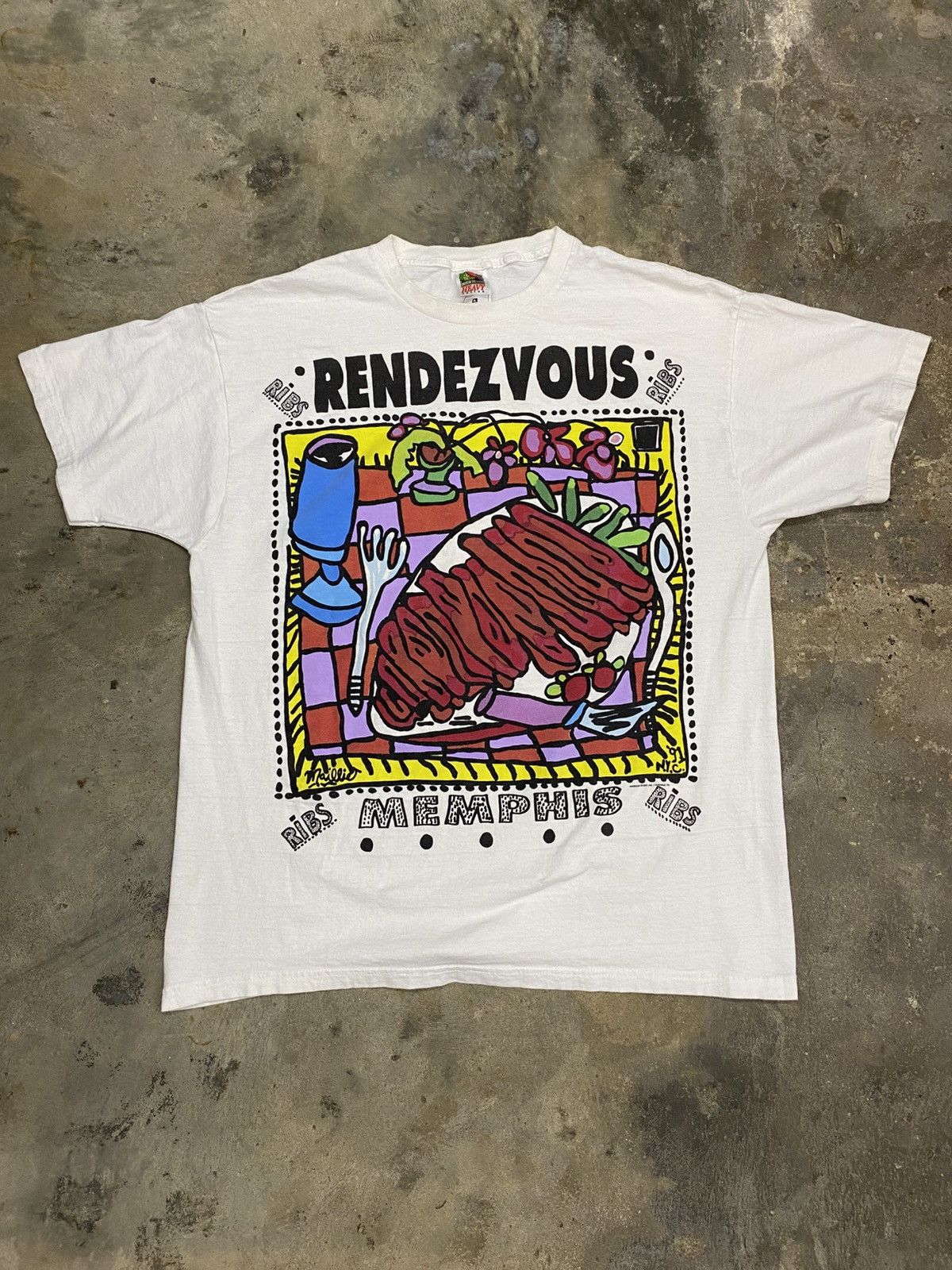 Designer × Vintage 💥RENDEZVOUZ crazy art tshirt Size US XL / EU 56 / 4 - 6 Thumbnail