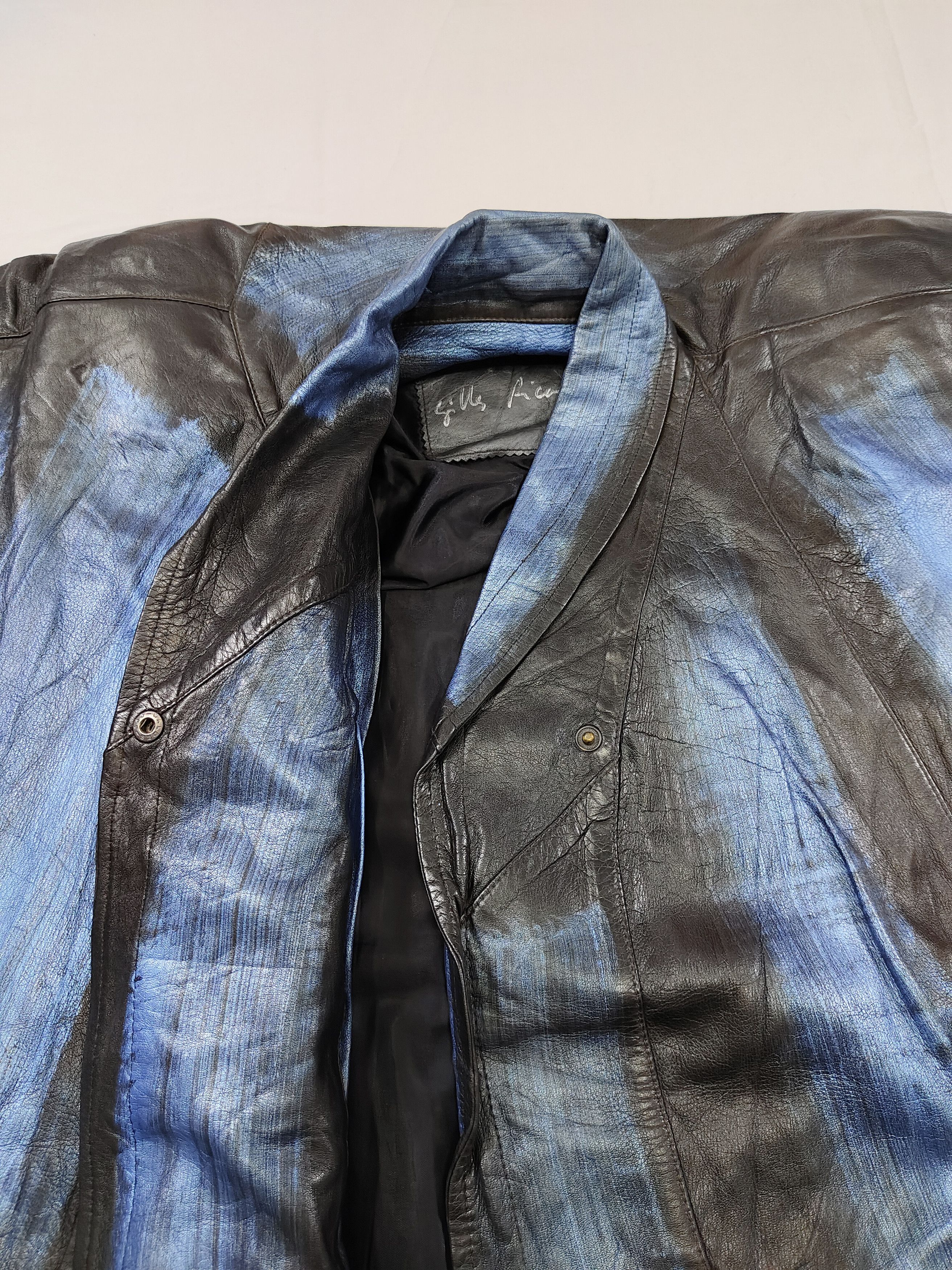 Vintage 00s Gilles Ricart 🇫🇷 Hand Painted Oversize Batwing Leather Size XL / US 12-14 / IT 48-50 - 10 Thumbnail