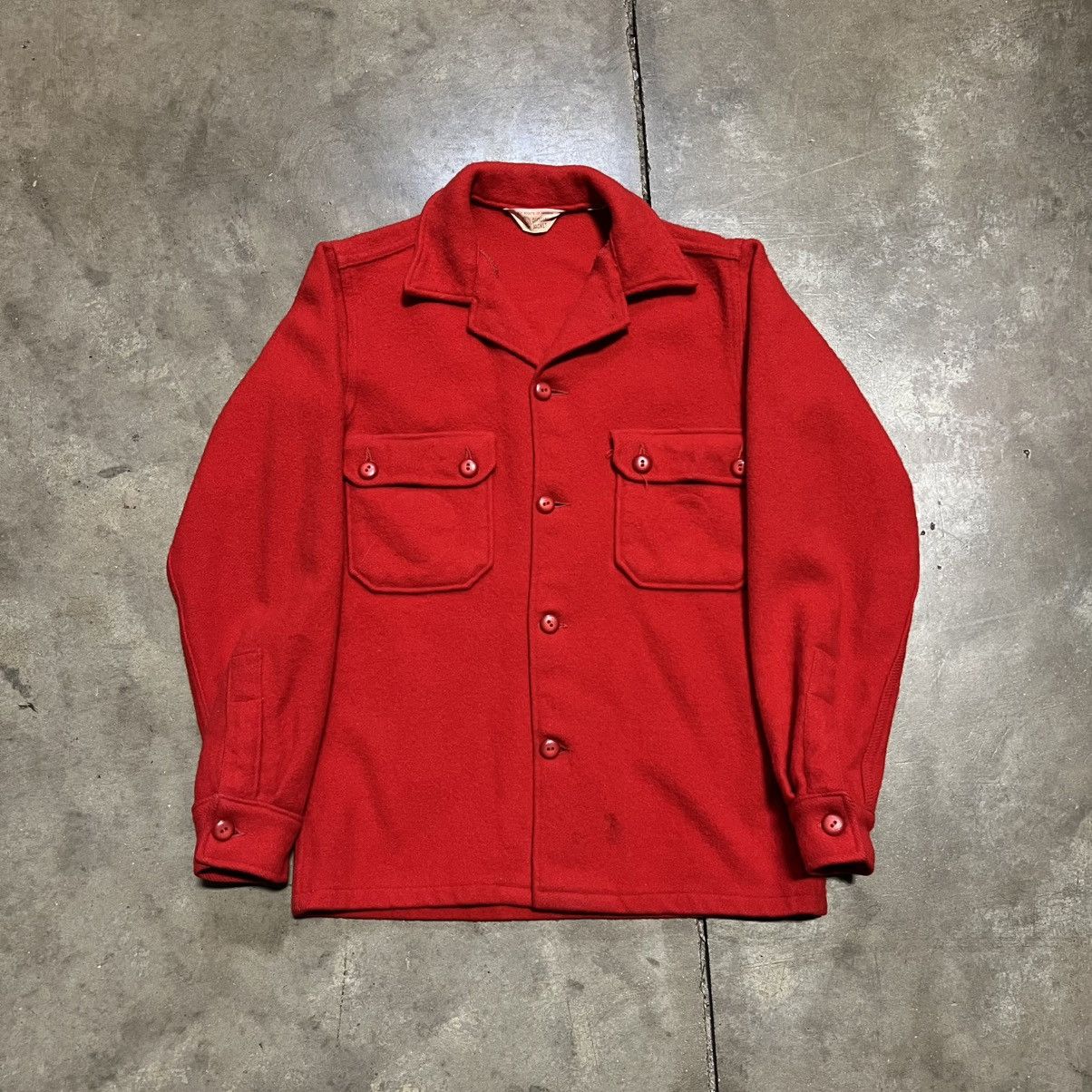 Vintage Vintage 70s Boy Scouts Red Wool Shirt Jacket Mackinaw USA Size US S / EU 44-46 / 1 - 1 Thumbnail