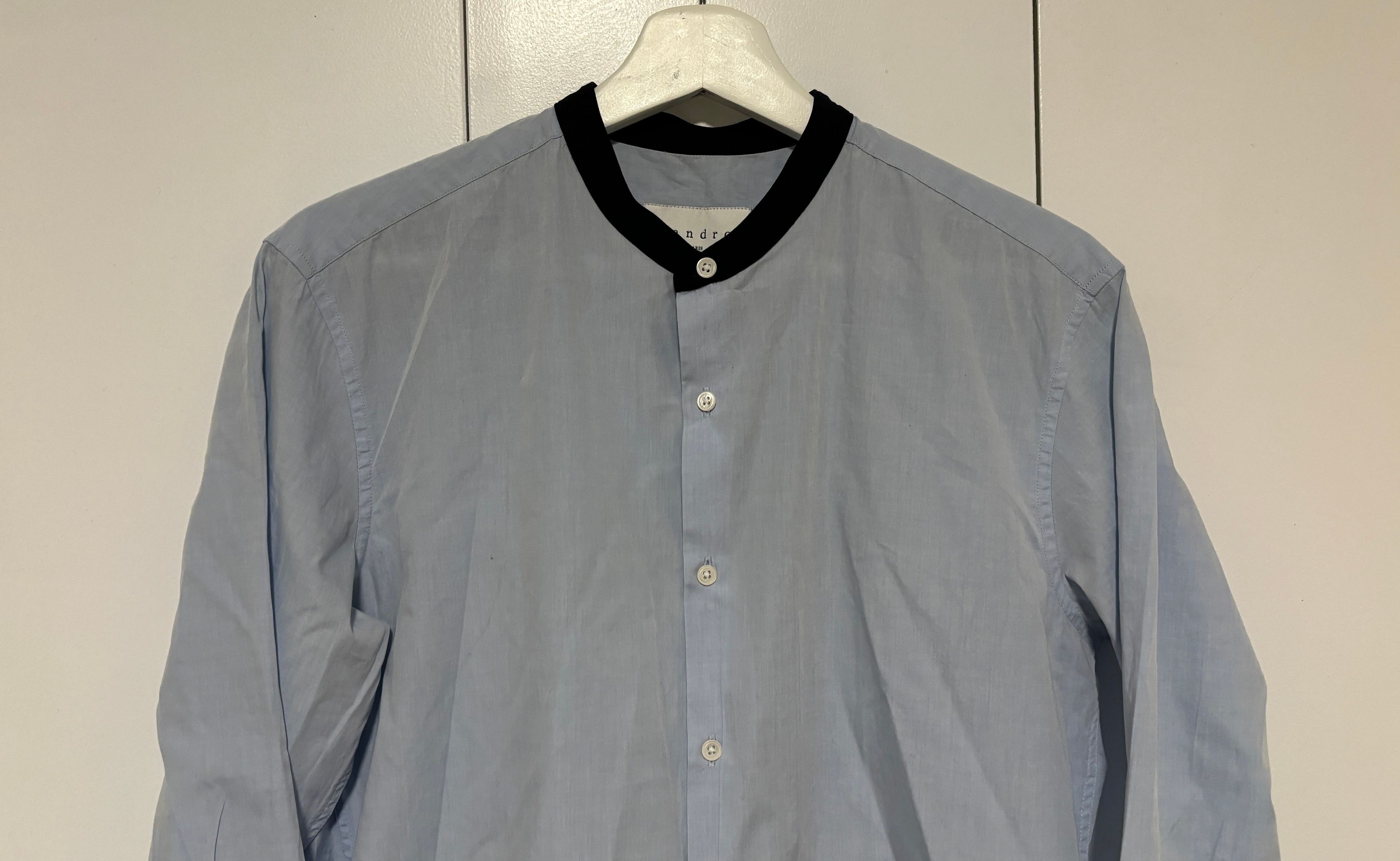 Sandro Blue Contrast Collar Button Up Shirt Size Medium Size US M / EU 48-50 / 2 - 2 Thumbnail