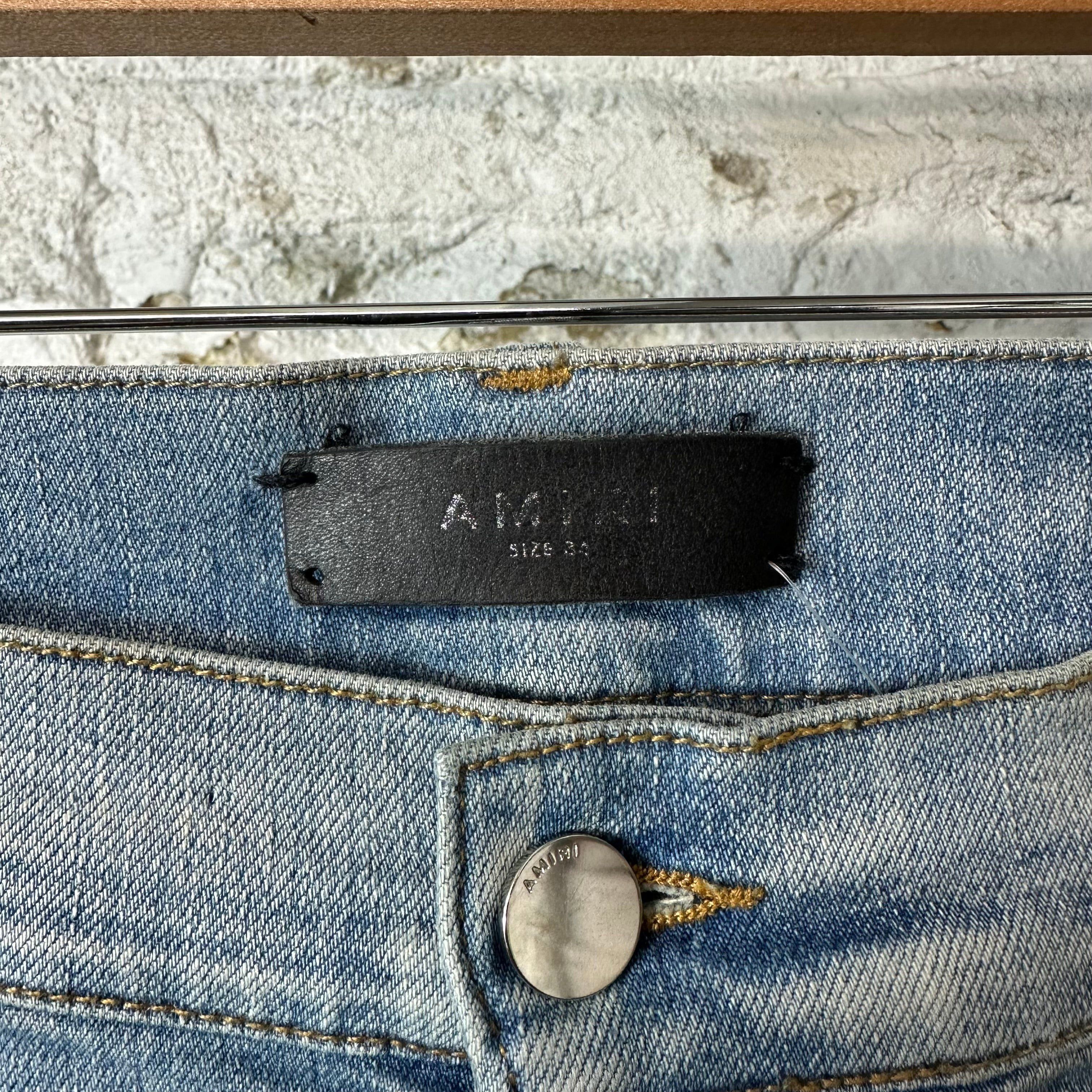 Amiri Amiri Multicolor Paisley Patches Blue Denim Jeans Sz 34 Size US 34 / EU 50 - 3 Thumbnail