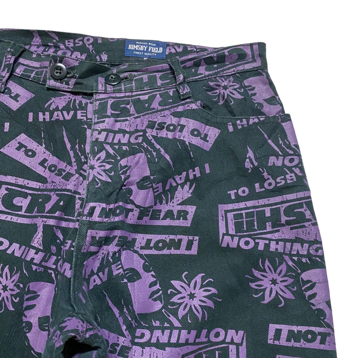 Hysteric Glamour 'Rimsby Field Crash' Nothing To Lose Graphic Flare Pants Size 29" - 5 Thumbnail