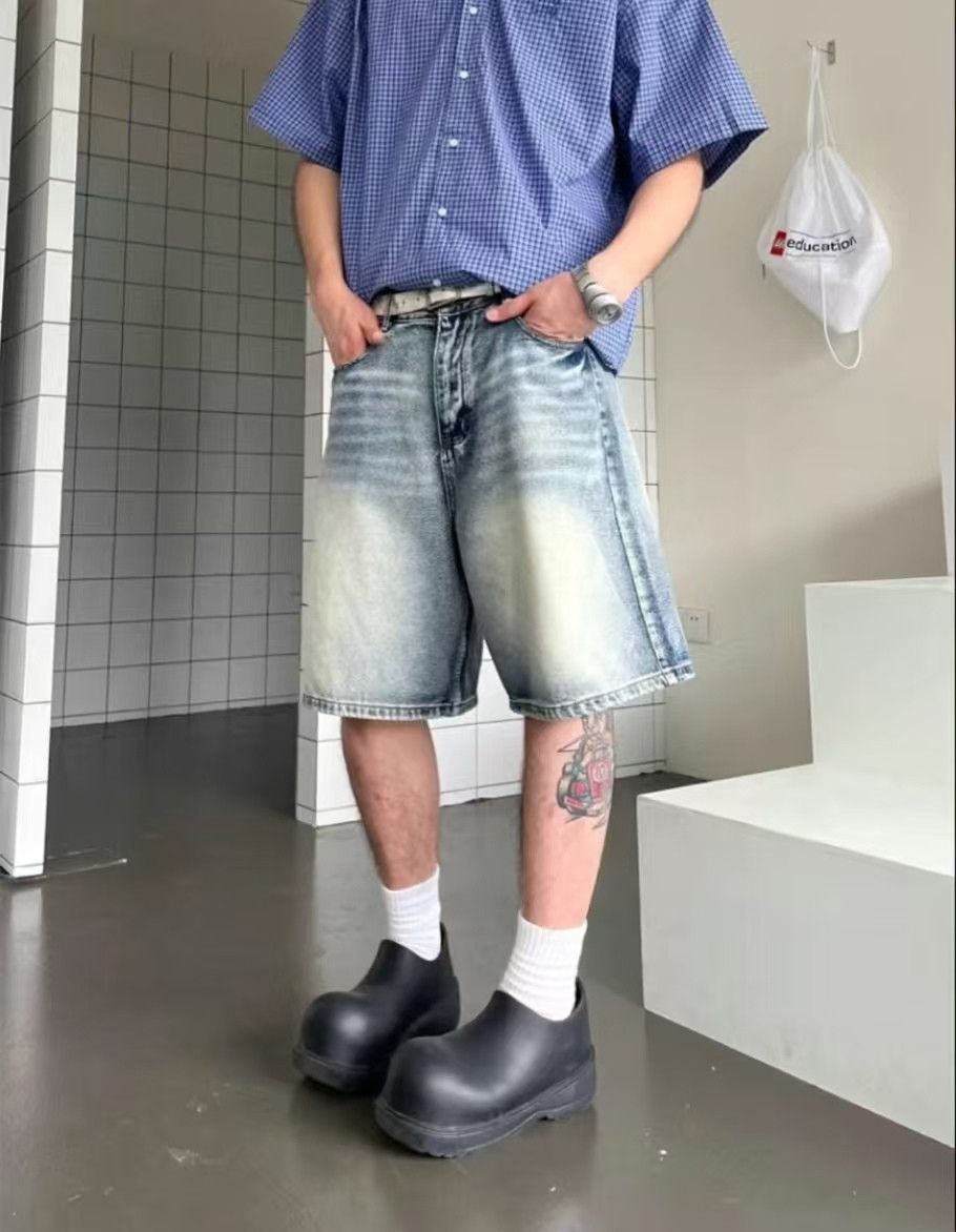 Japanese Brand × Jean Blue washed vintage distressed denim shorts y2k Size US 32 / EU 48 - 2 Thumbnail