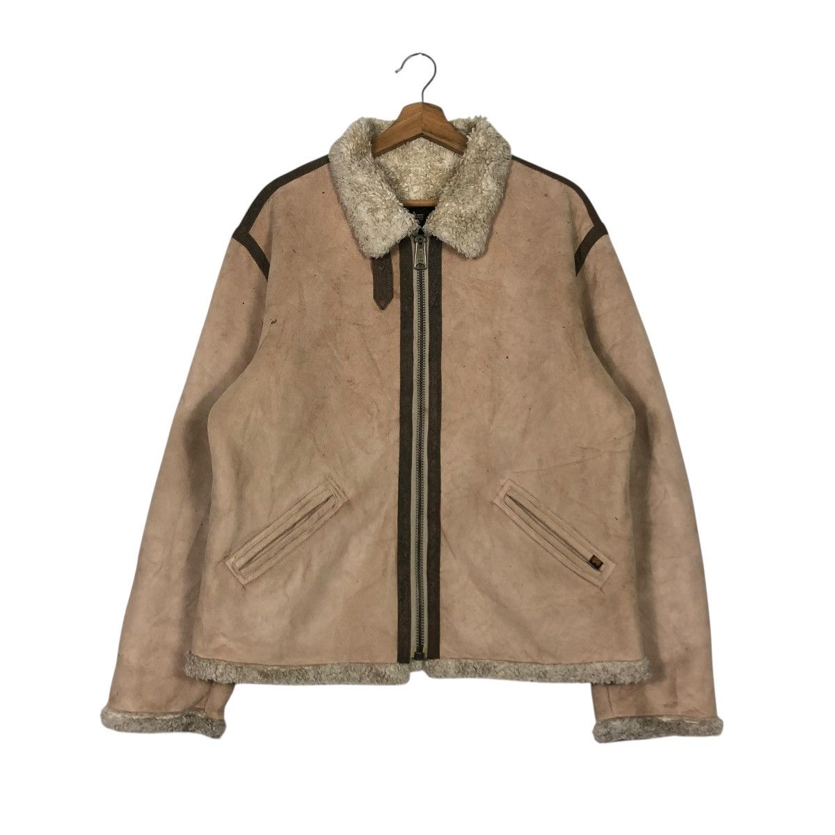 Alpha Industries 🔥VINTAGE SHEARLING SHERPA BIKER JACKET ALPHA INDUSTRIES Size US L / EU 52-54 / 3 - 3 Thumbnail