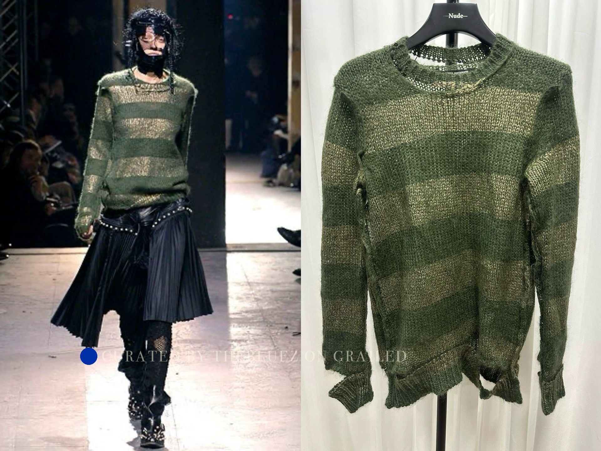 Junya Watanabe Green Striped Knit Sweater Size M Size US M / EU 48-50 / 2 - 1 Thumbnail