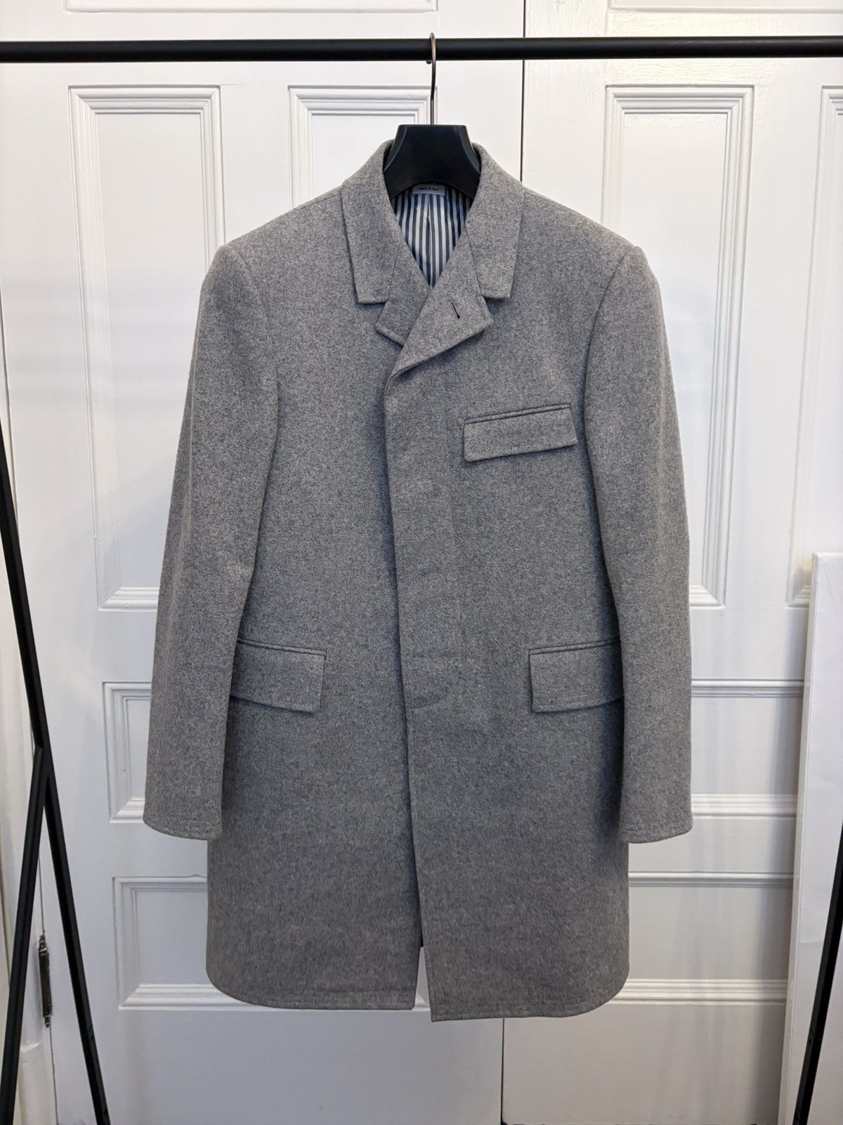 Thom Browne Thom Browne Grey Wool Chesterfield Overcoat Size US XS / EU 42 / 0 - 1 Thumbnail