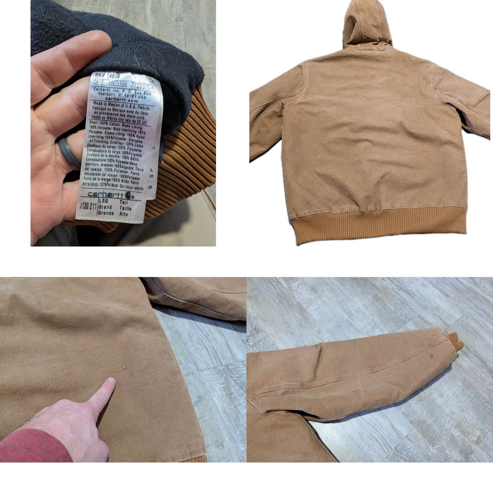 Carhartt Carhartt J130 Tan Duck Quilted Lined Workwear Jacket Men's Large Tall Hooded Size US L / EU 52-54 / 3 - 10 Thumbnail