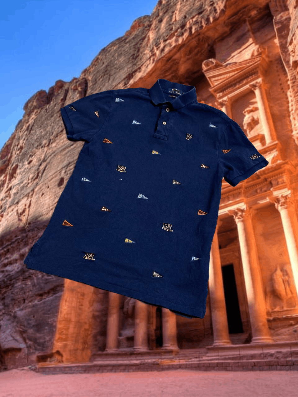 Polo Ralph Lauren polos Polo Ralph Lauren print blue T-Shirt Y2K Vintage Size US S / EU 44-46 / 1 - 1 Thumbnail