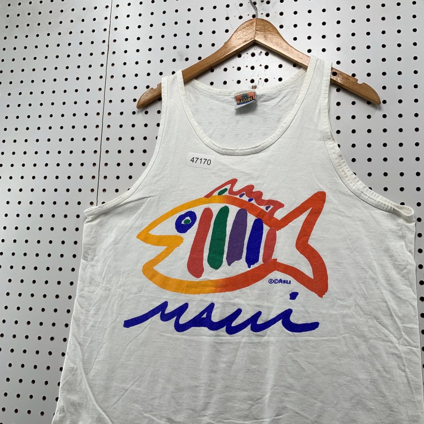 Vintage VINTAGE SGT Leisure Tank Shirt Mens XL White Maui Fish Single Stitch Made Usa Shirt Mens XL White Surf 90s Mens Size US XL / EU 56 / 4 - 5 Thumbnail