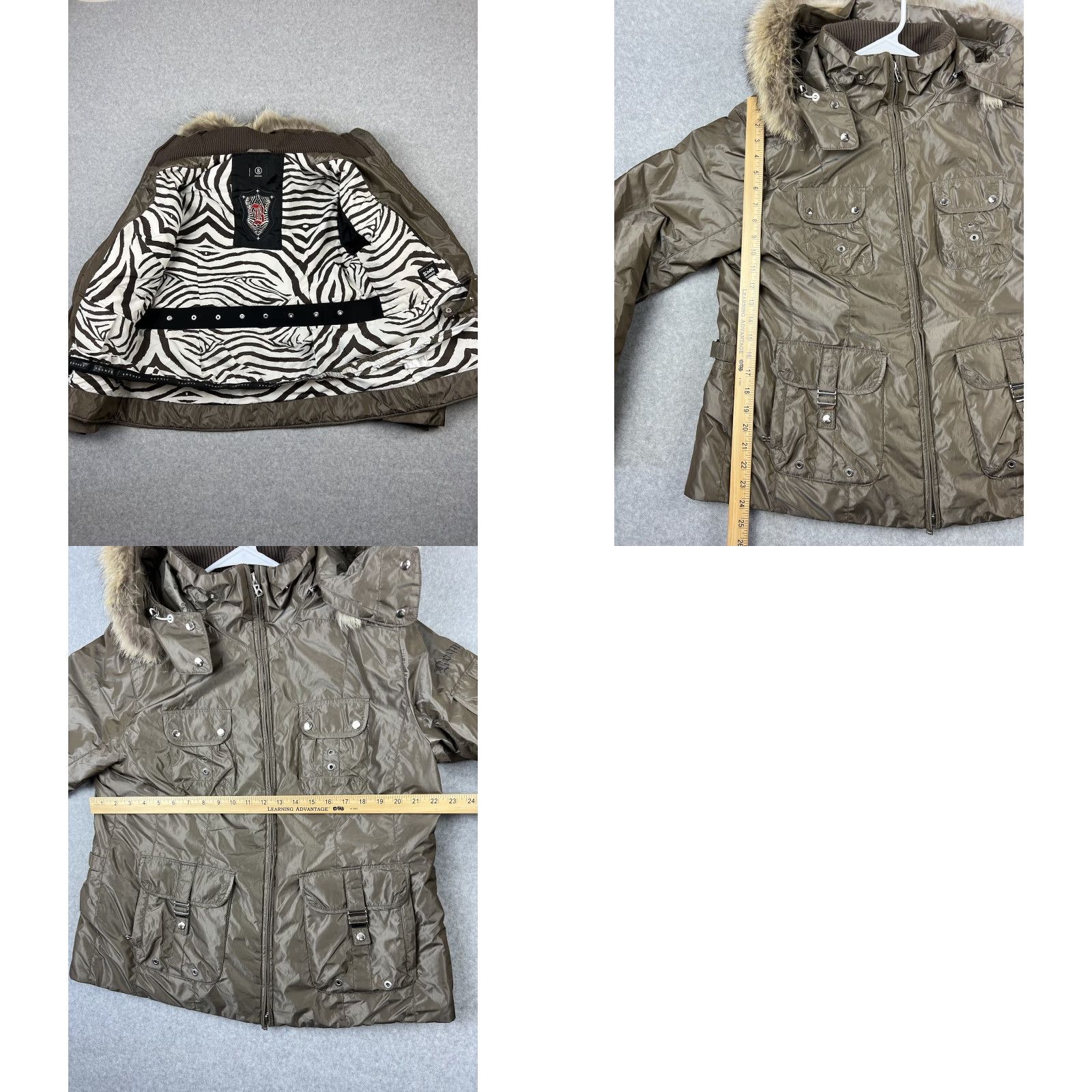Bogner VINTAGE Bogner Jacket Womens M Beige Embellished Coyote Fur Ski Down Puffer Jacket Womens Size M / US 6-8 / IT 42-44 - 8 Thumbnail