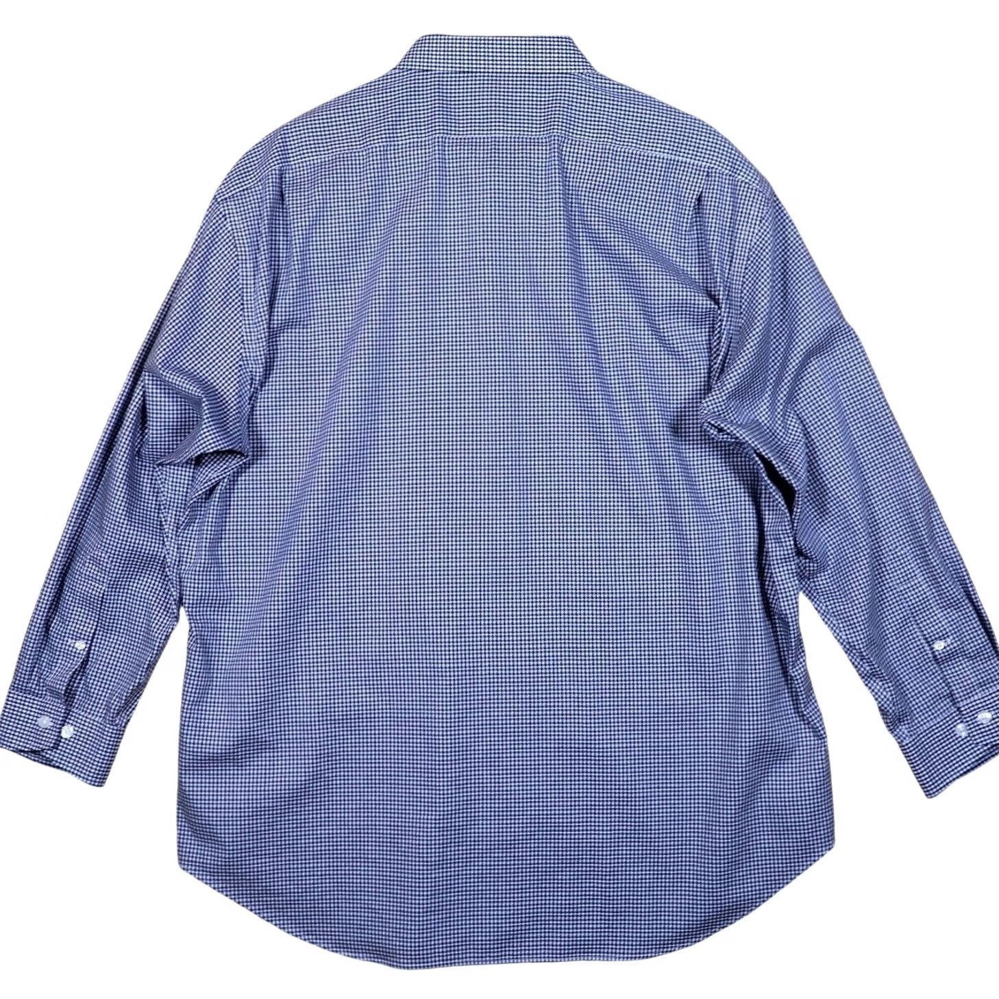 Vintage Esquire Dress Shirt Mens Slim Fit Gingham Blue White XXL 18-32/33 Non Iron Size 48R - 2 Thumbnail