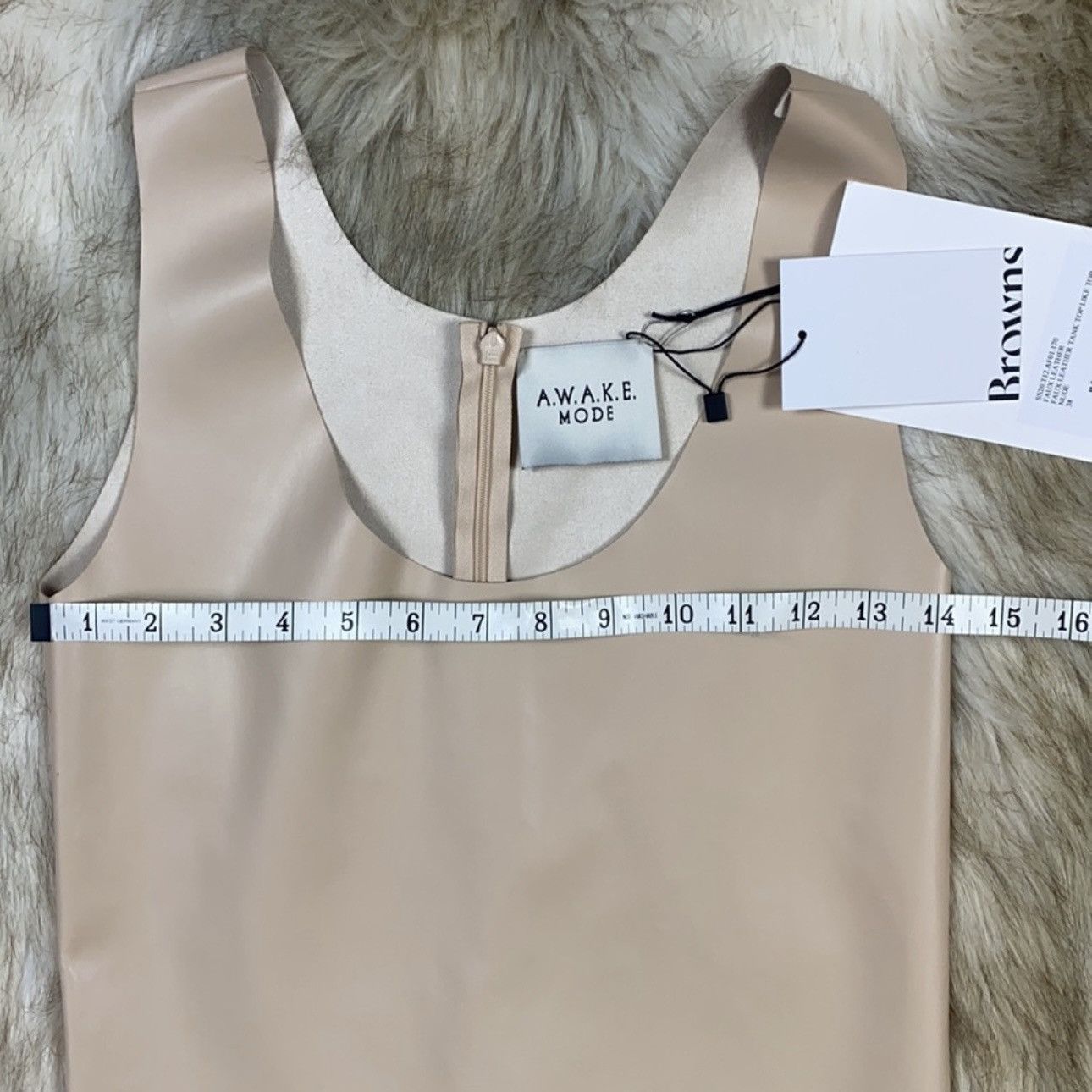 A.W.A.K.E. MODE Faux Leather Tank in Nude Size S / US 4 / IT 40 - 8 Thumbnail