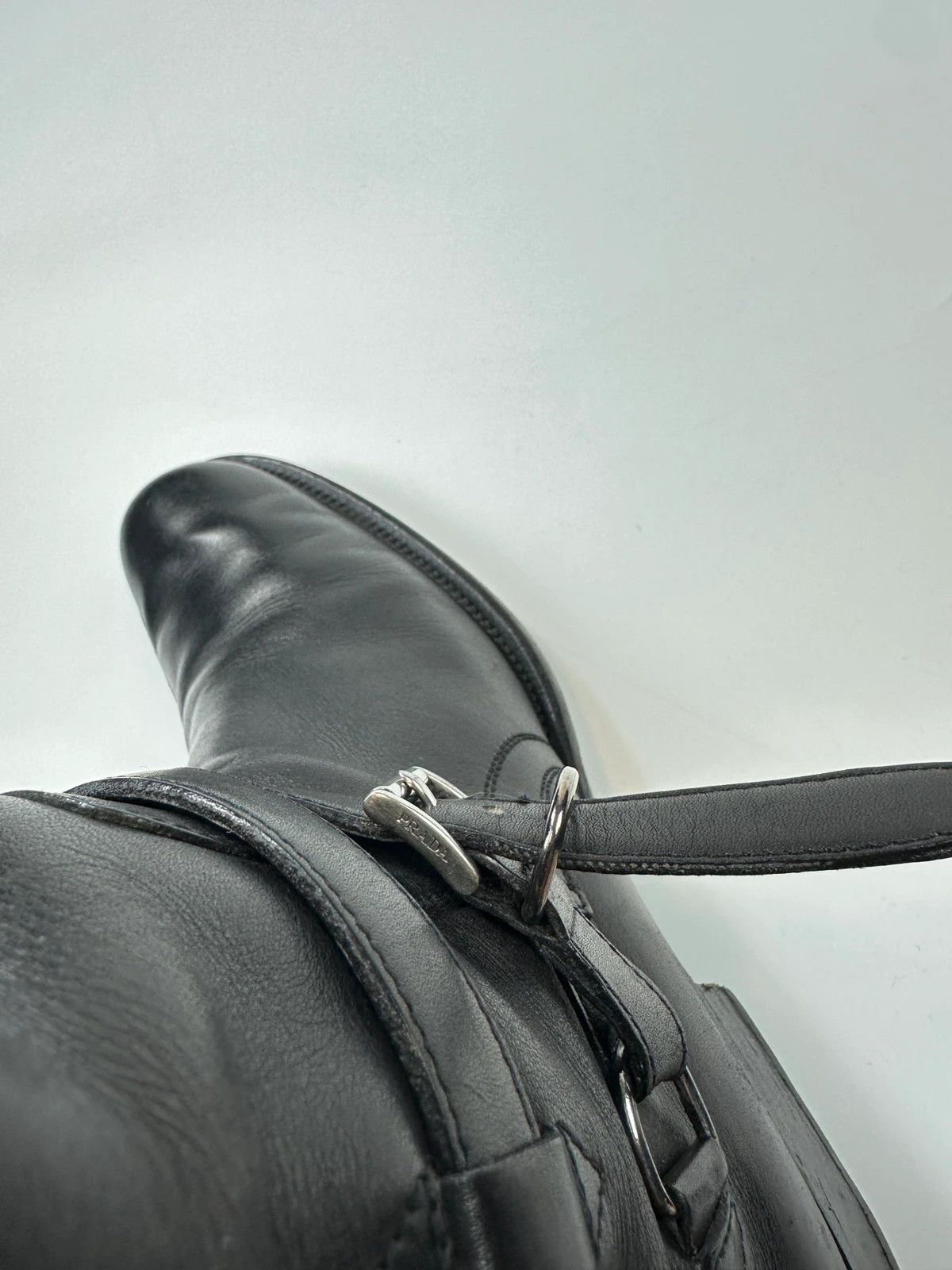 Prada Prada Milano Early 00’s Black Leather High Belted Boots Size US 7 / IT 37 - 13 Thumbnail