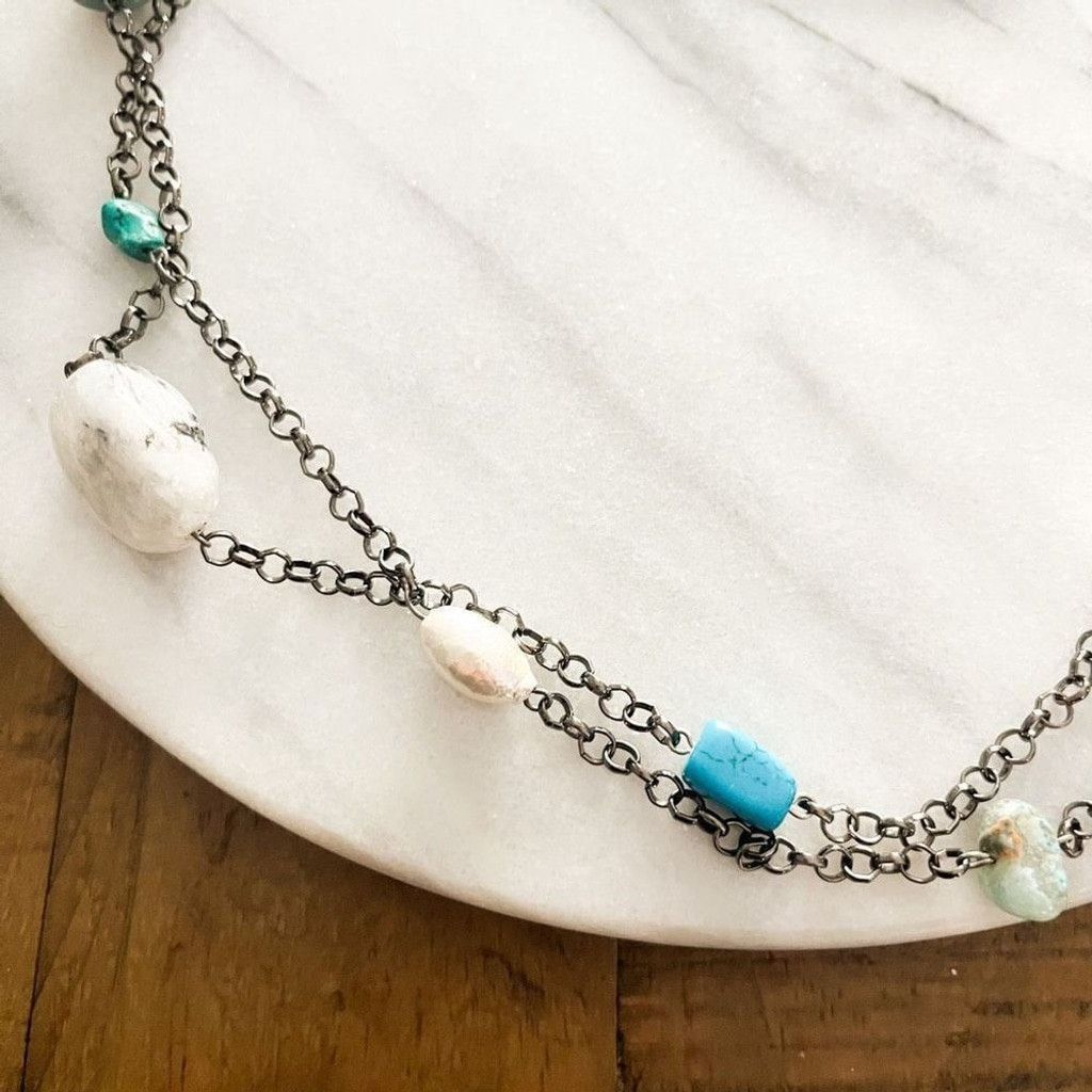 Designer Cynthia Dresser Long Beaded Necklace Gunmetal Multicolor Size ONE SIZE - 3 Thumbnail