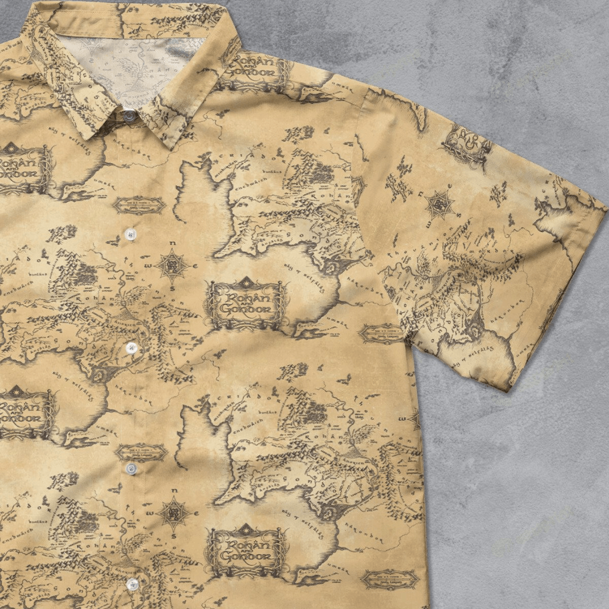 The Unbranded Brand Rohan and Gonoor Map Lord Of The Rings Button Down Shirt Size US M / EU 48-50 / 2 - 1 Thumbnail