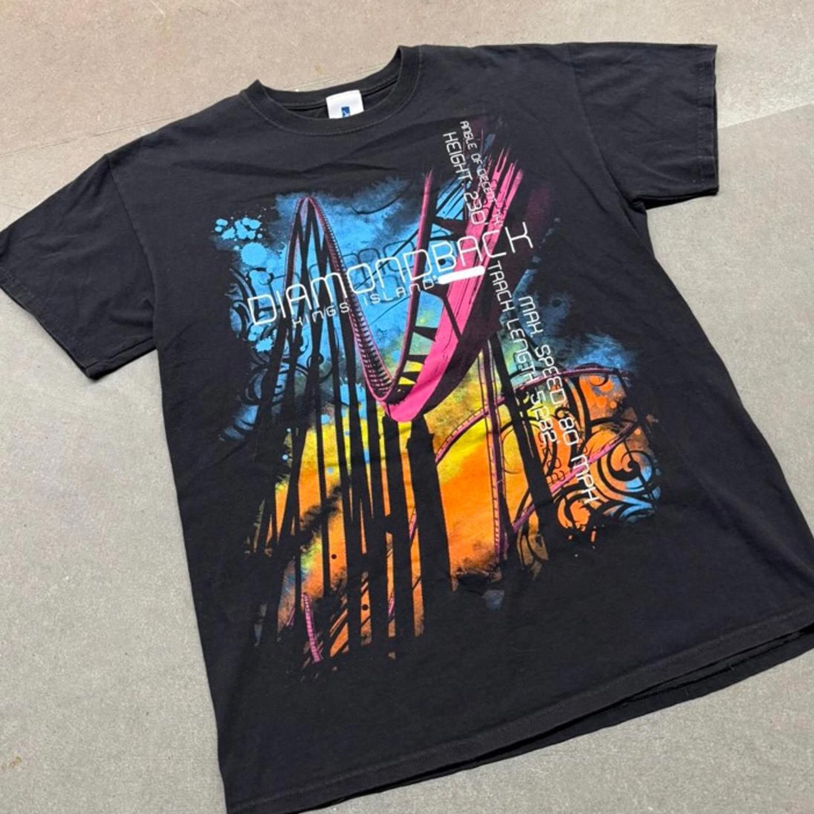 Anvil Y2K Cedar Fair Diamondback Graphic Promo T-Shirt Size US M / EU 48-50 / 2 - 1 Thumbnail