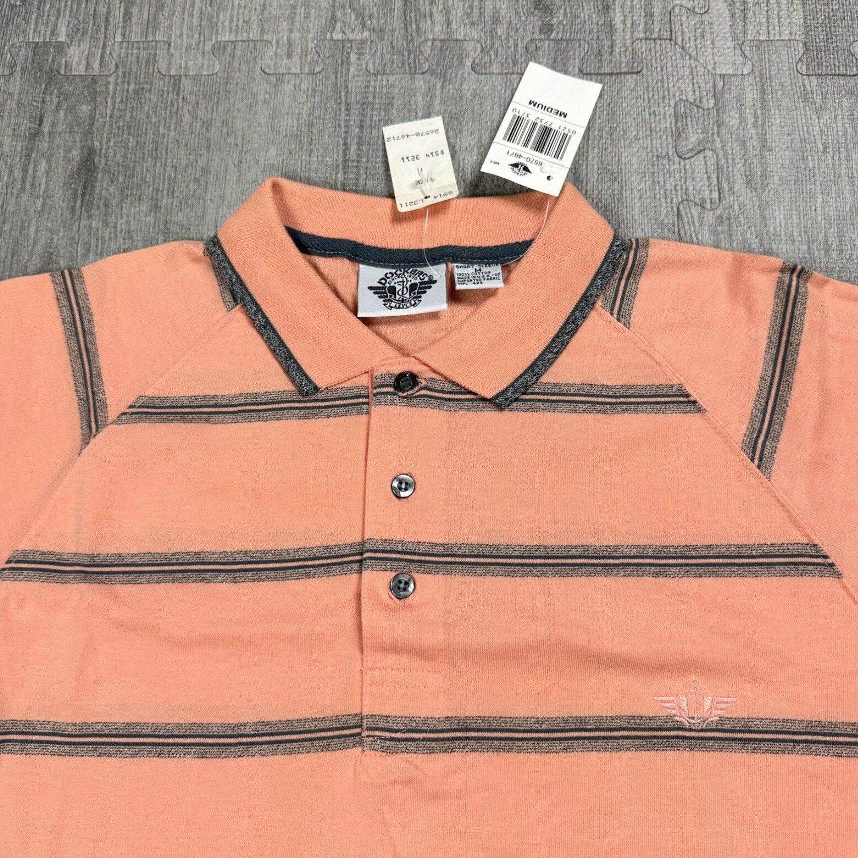 Dockers VINTAGE DOCKERS BY LEVIS 90s COLLARED POLO SHIRT MENS MEDIUM CORAL PINK STRIPED RETRO Size US M / EU 48-50 / 2 - 2 Thumbnail