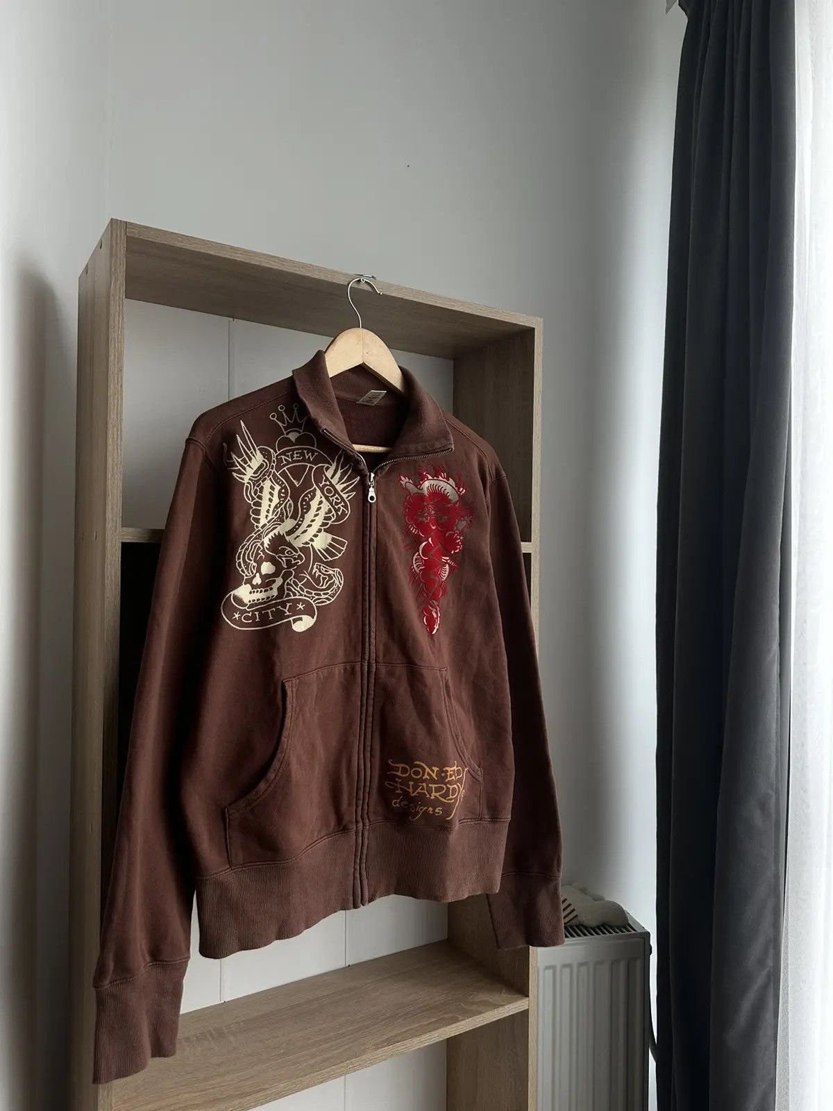 Christian Audigier × Ed Hardy × Vintage Vintage Ed Hardy Christian Audigier Brown Hoodie Size US M / EU 48-50 / 2 - 4 Thumbnail
