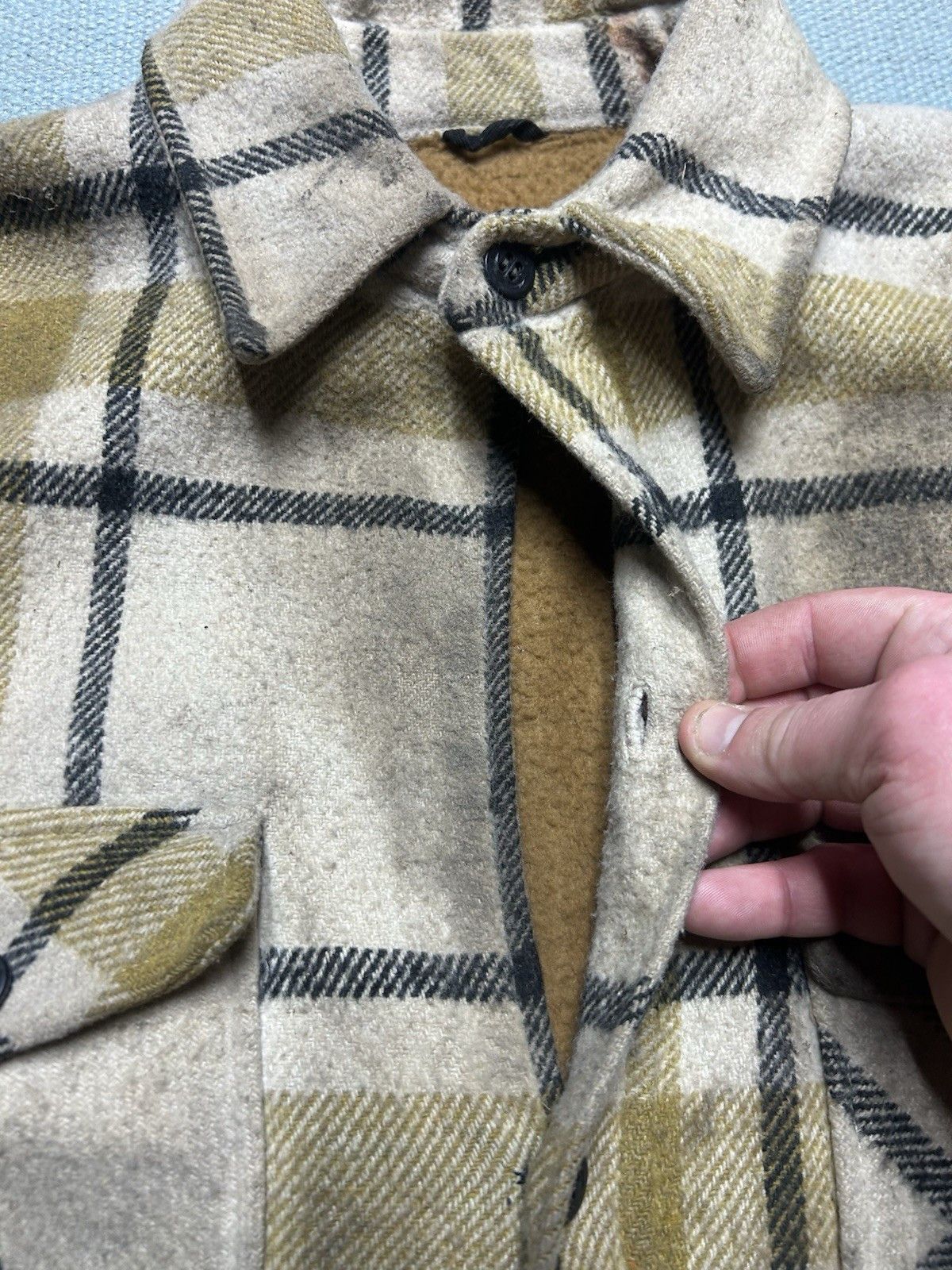 Vintage 60s wool button shirt CPO anchor buttons distressed lined L Size US L / EU 52-54 / 3 - 7 Thumbnail