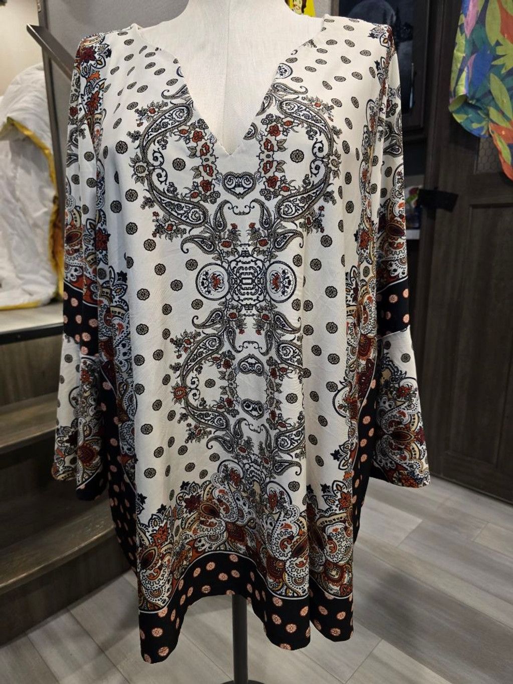 Other Women's Melissa Paige Tunic 3X White Black Paisley Polka Dot Size 3XL / US 20-22 - 1 Thumbnail