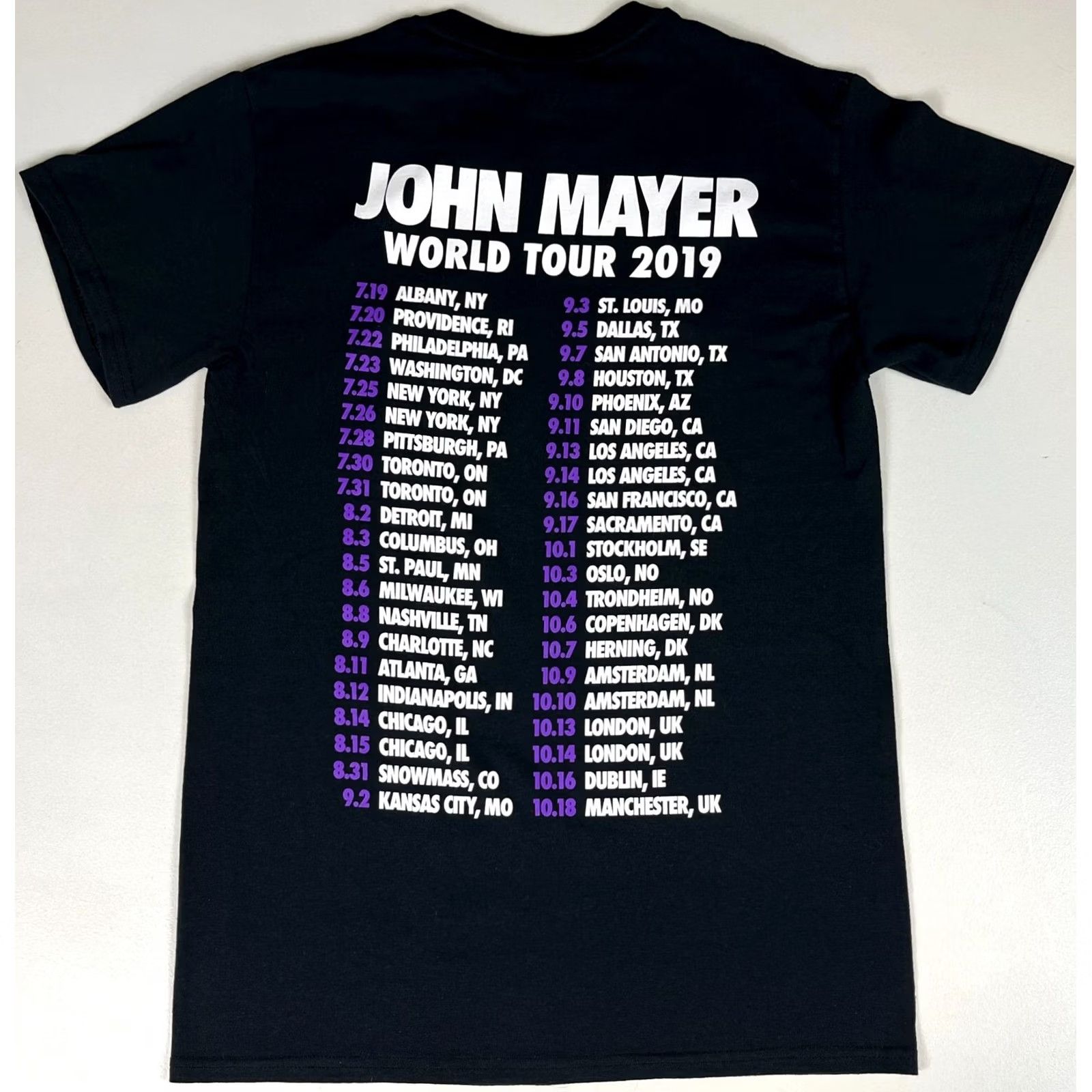 Gildan John Mayer World Tour 2019 T-Shirt Double-Sided Sz S Men Graphic Print Crew Neck Black Cotton Gildan Regular Size: S Vintage-Style? Size US S / EU 44-46 / 1 - 2 Thumbnail