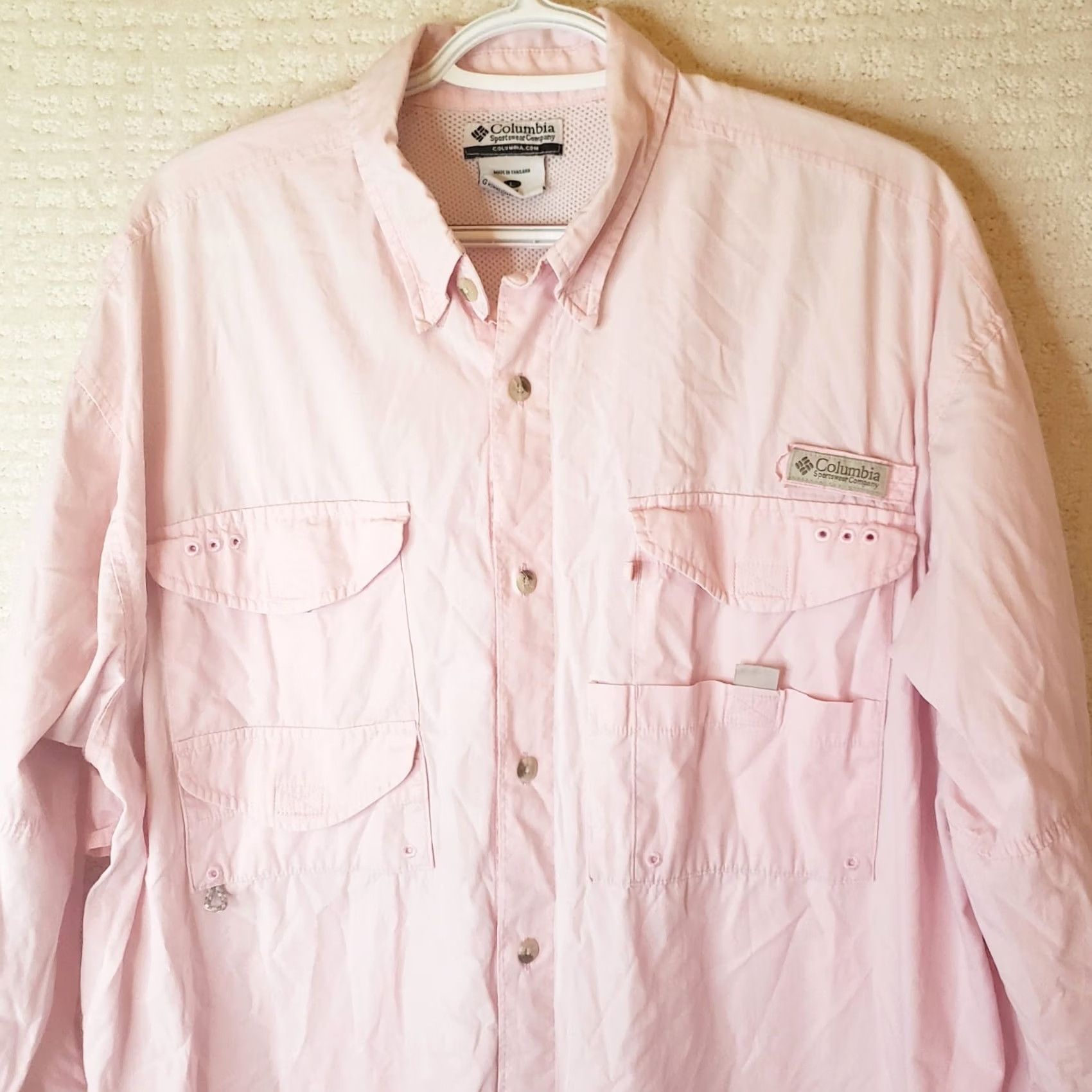 Pinko Columbia PFG Mens L Pink 100% Tactel Nylon Fishing Vented Long Sleeve Shirt Size US L / EU 52-54 / 3 - 2 Thumbnail