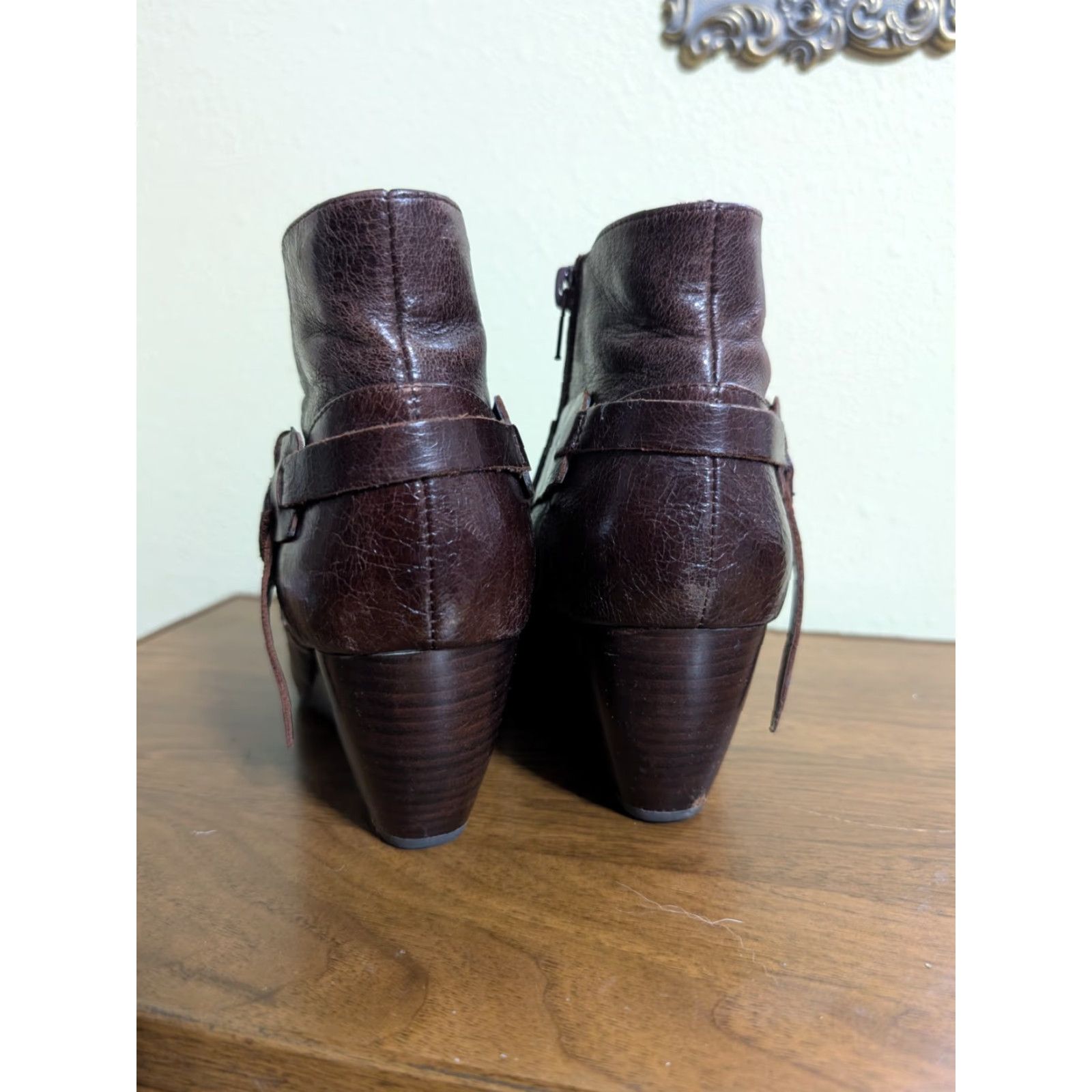 Vintage Miz Mooz NYC Narcissa Estelle Wedge Ankle Boots Brown Leather 8.5 Women's Shoes Size US 9 / IT 39 - 4 Thumbnail