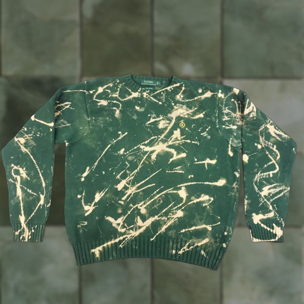 Ralph Lauren Lauren Ralph Lauren Sweater Mens Large Green Crew Neck Long Sleeve Pony Bleached Size US L / EU 52-54 / 3 - 1 Thumbnail