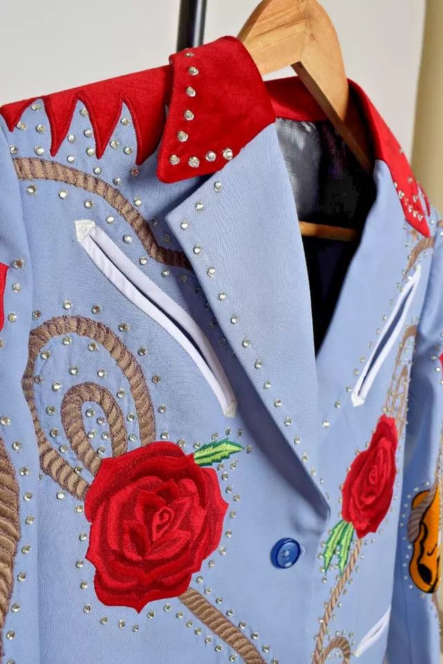 Other Men 2PC Customized Fire, Floral Embroidery western outfits Size 46S - 3 Thumbnail