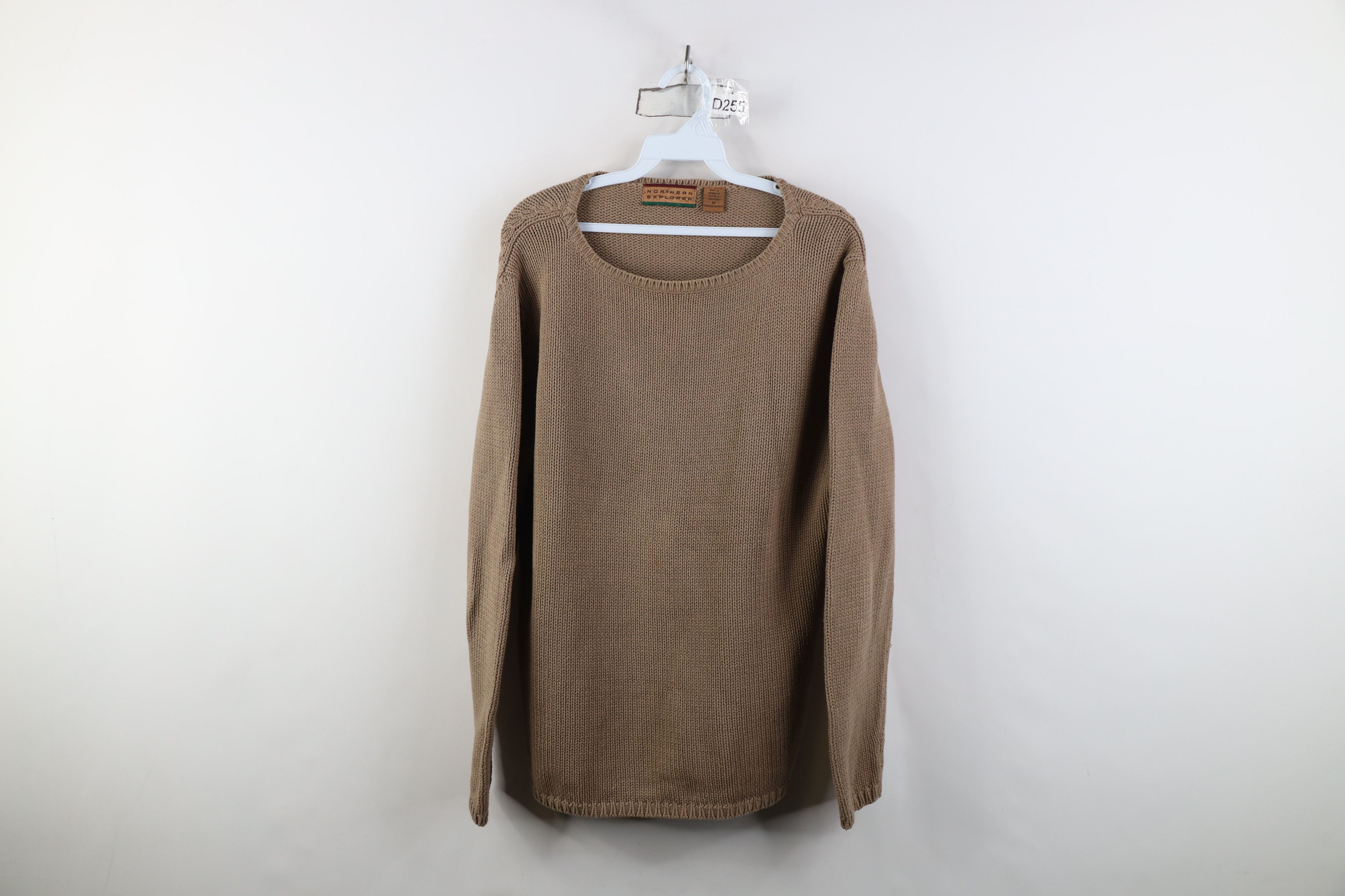 Vintage Vinage 90s Streetwear Blank Cotton Ribbed Knit Sweater Beige Size M / US 6-8 / IT 42-44 - 1 Thumbnail