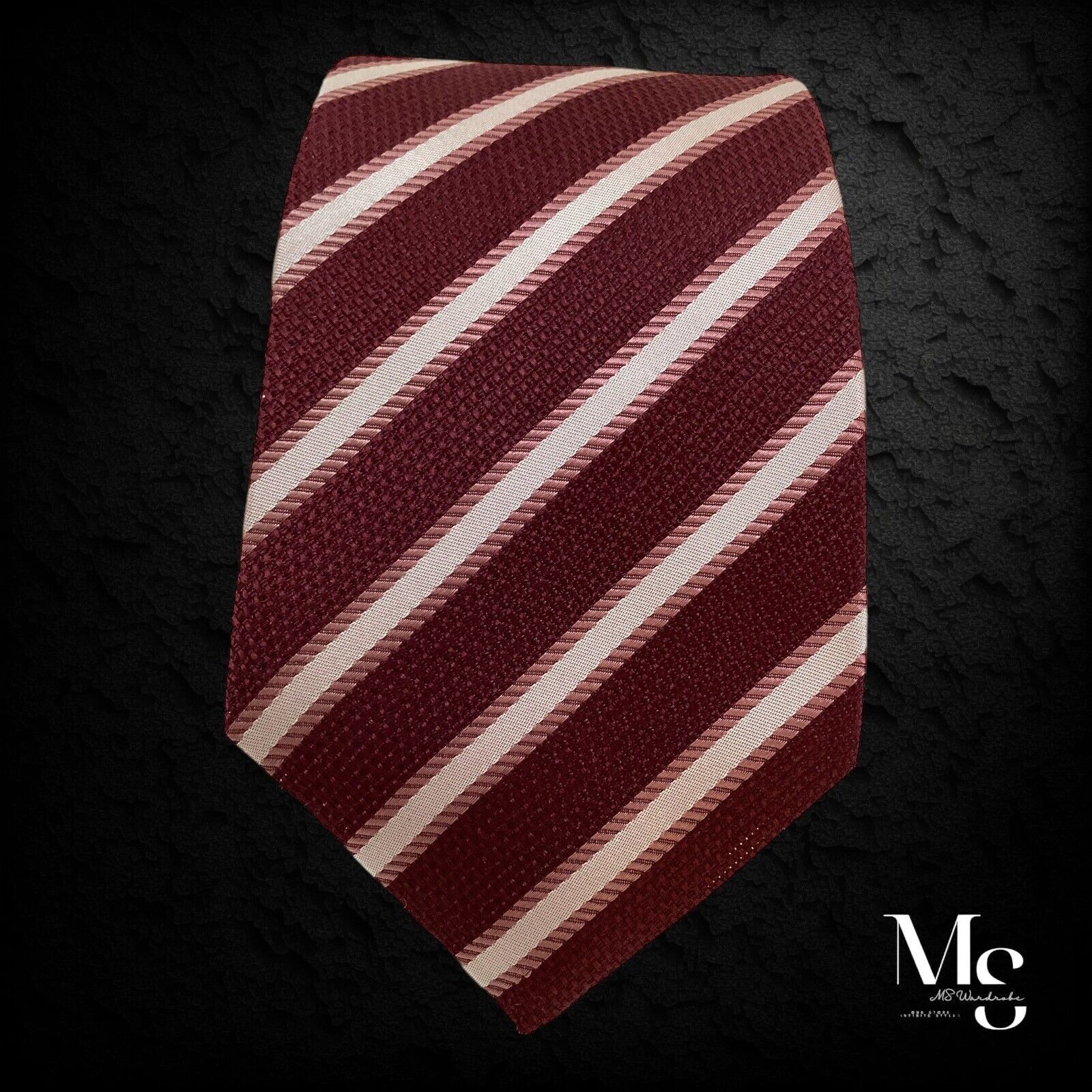 Hugo Boss BOSS HUGO BOSS Selection Trifold Purple Striped Silk Tie Ita Size ONE SIZE - 5 Thumbnail