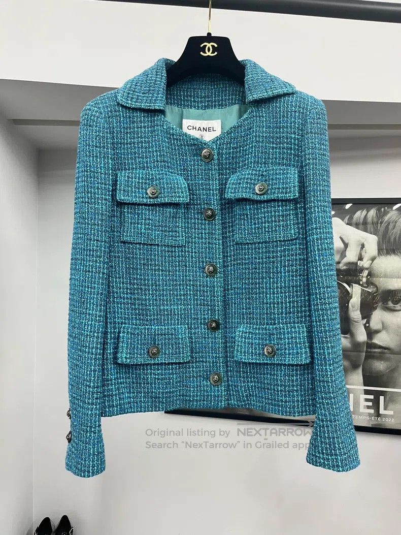 Chanel Chanel 22P peacock blue four-pocket jacket Size XS / US 0-2 / IT 36-38 - 1 Thumbnail