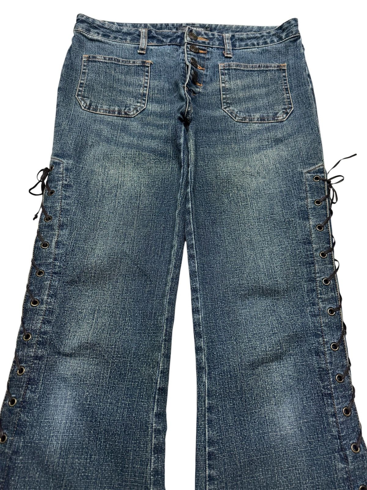Tornado Mart BELL BOTTOM TORNADO MART STYLE LACE-UP 90s BUSHPANTS BOOTCUT Size US 29 - 3 Thumbnail