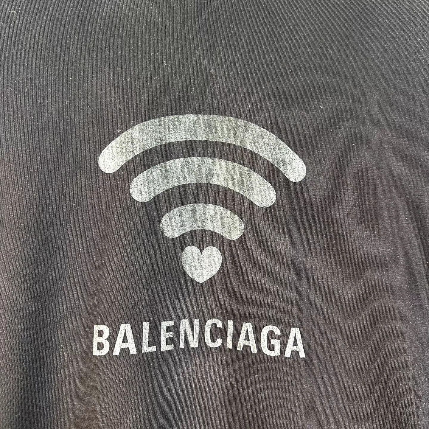 Balenciaga Balenciaga Black WiFi Logo Print Short Sleeve T-shirt K12 Size US S / EU 44-46 / 1 - 5 Thumbnail