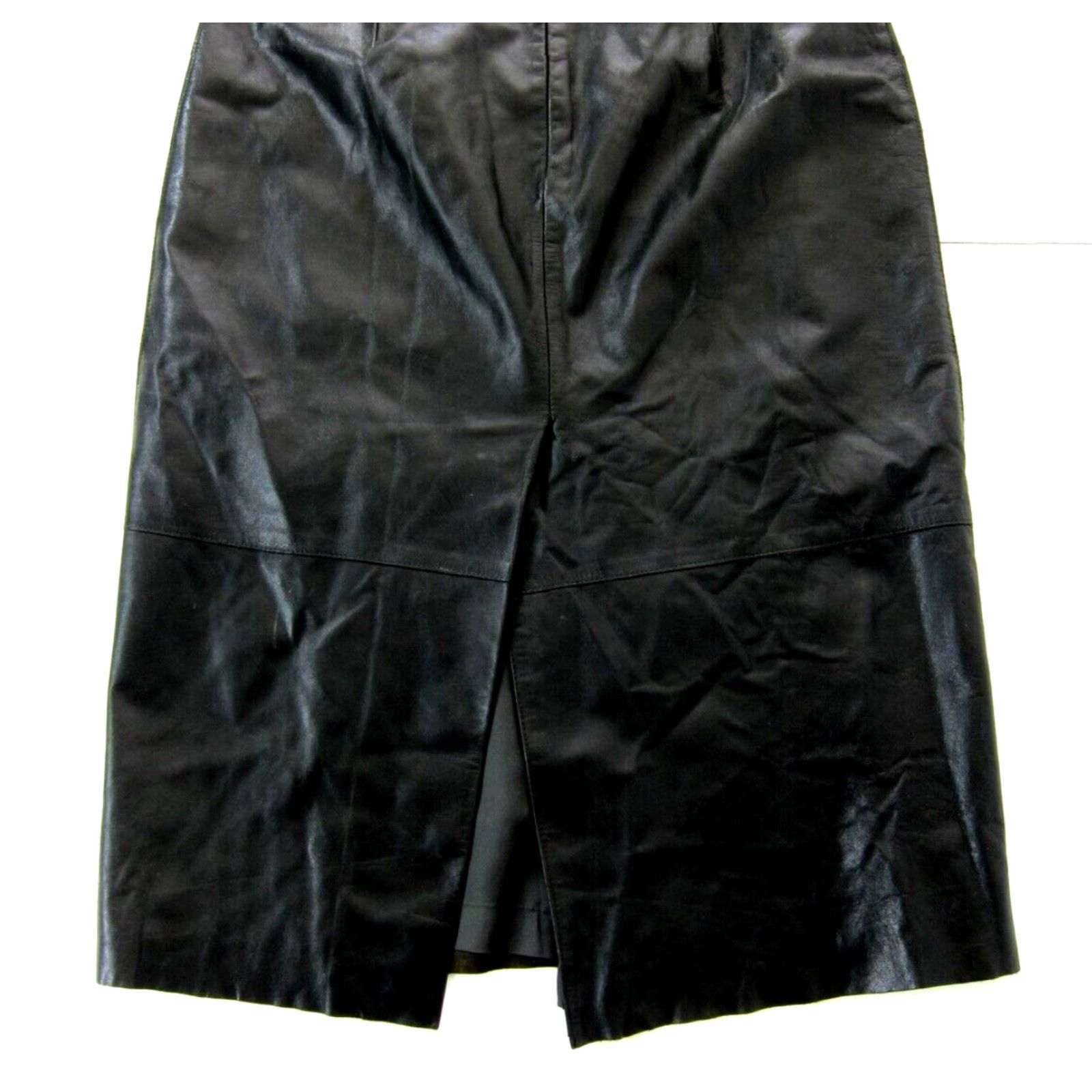 Kenneth Cole Kenneth Cole New York Black Leather Midi Pencil Straight A-Line Skirt Women 8 Size 30" / US 8 / IT 44 - 5 Thumbnail