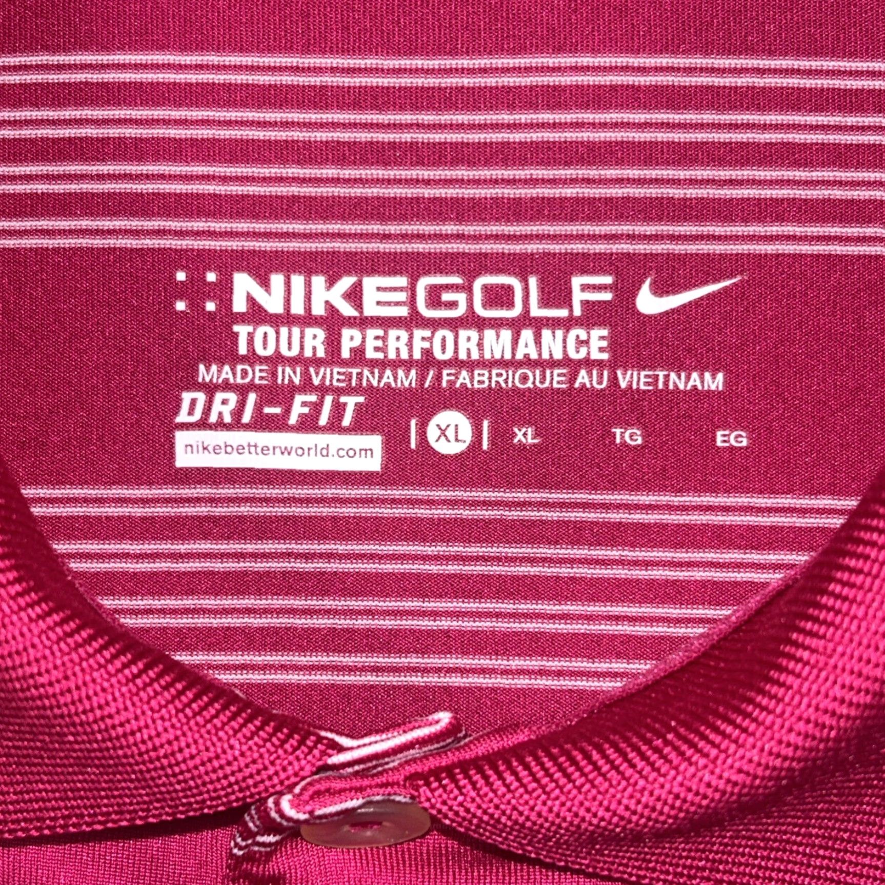 Nike Nike Tour Performance Polo Shirt Mens XL Pink White Striped Dri-Fit Golf Shirt Size US XL / EU 56 / 4 - 3 Thumbnail