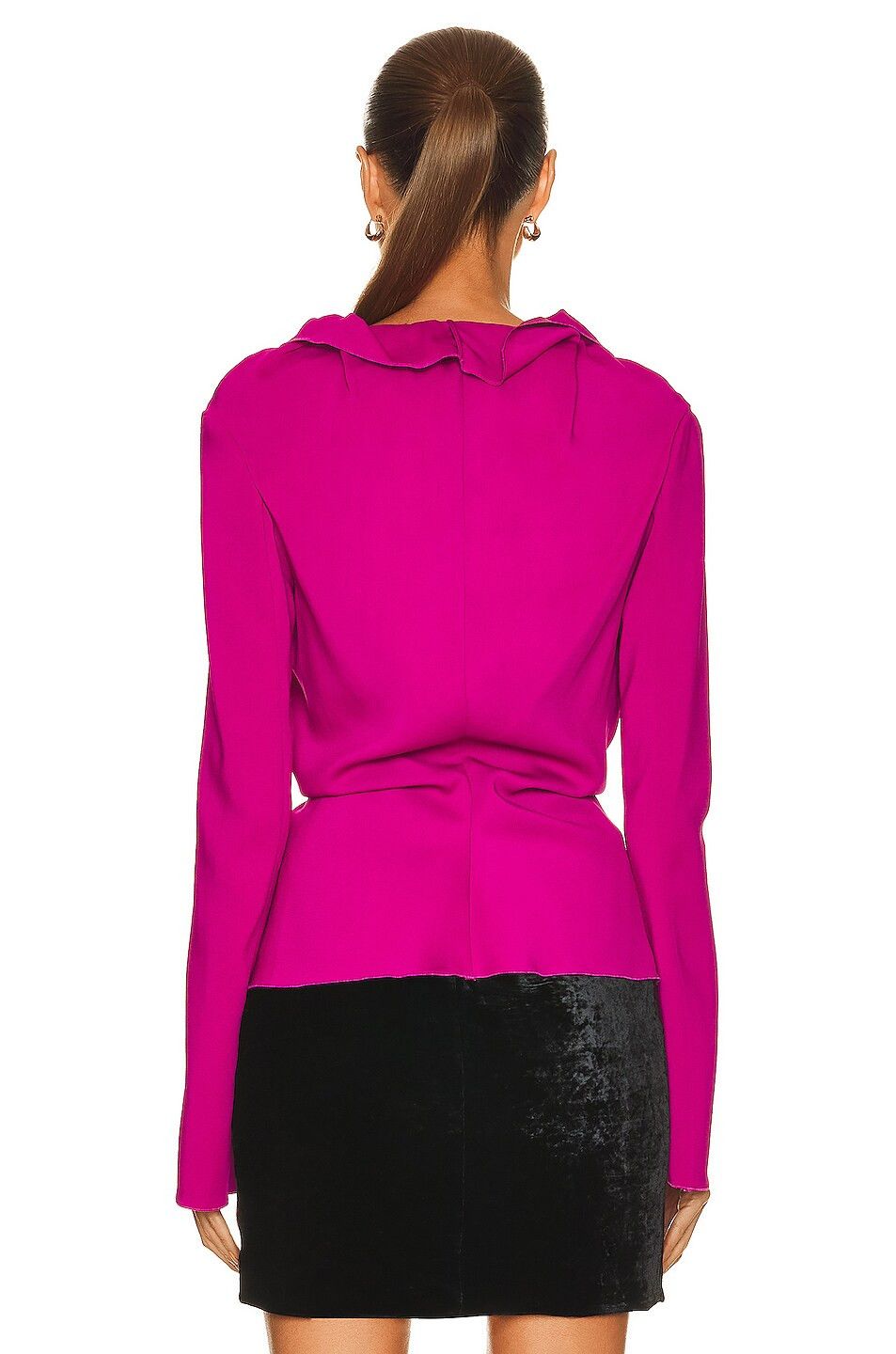 Tom Ford o1w1db10225 TS2001 Tie Fastening Long-sleeve Top in Fuchsia Size XS / US 0-2 / IT 36-38 - 3 Thumbnail