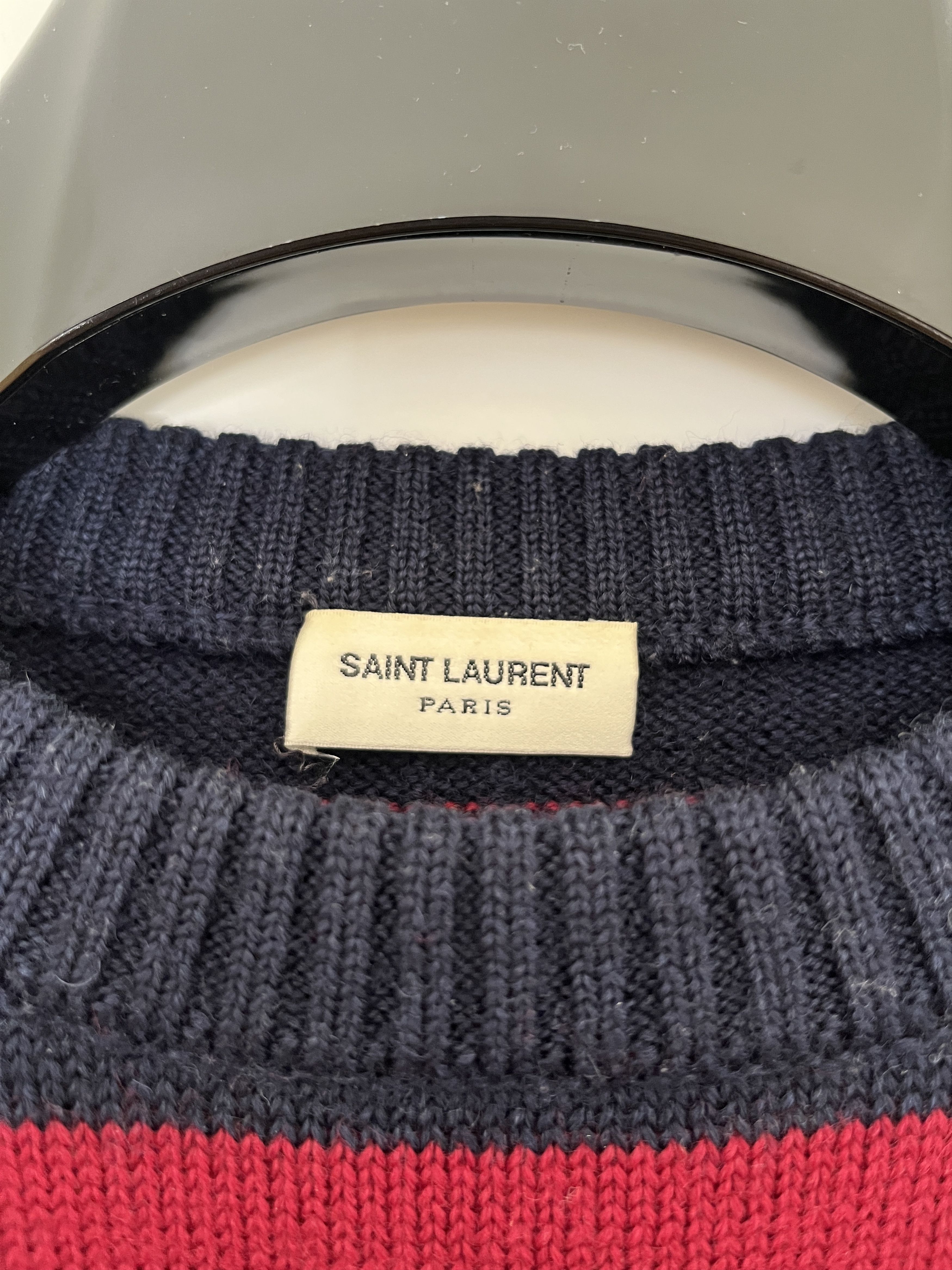 Saint Laurent Paris Saint Laurent Paris Red Navy Striped Sweater Size US M / EU 48-50 / 2 - 2 Thumbnail
