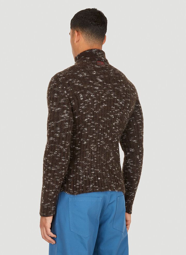 Raf Simons o1y0325 Turtleneck Sweater in Brown/White Size US L / EU 52-54 / 3 - 4 Thumbnail
