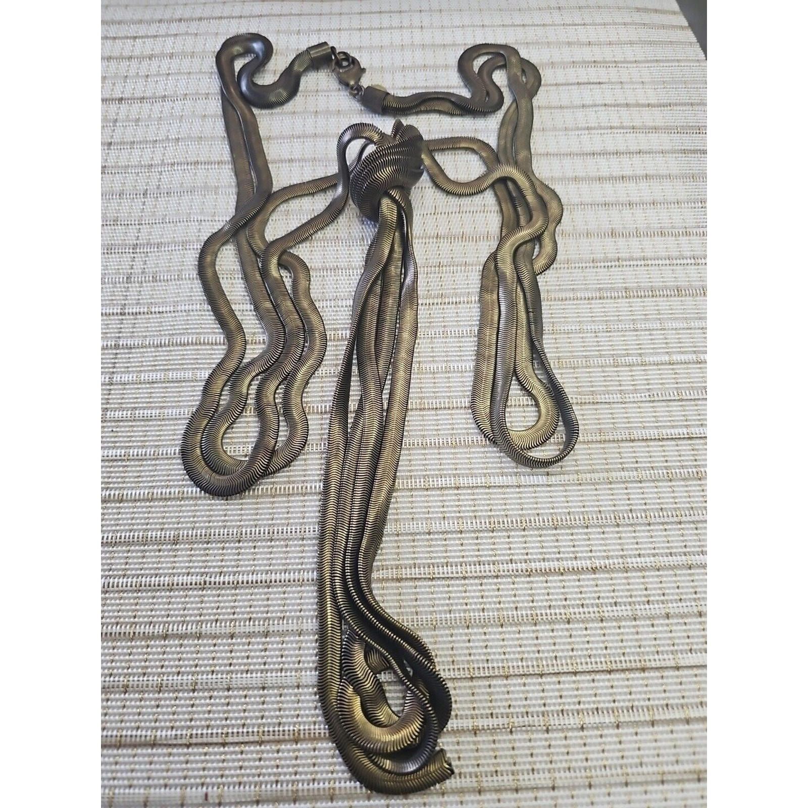 The Unbranded Brand Gunmetal Wide Thick Double Strand Knotted Long Necklace 42” Size ONE SIZE - 2 Thumbnail