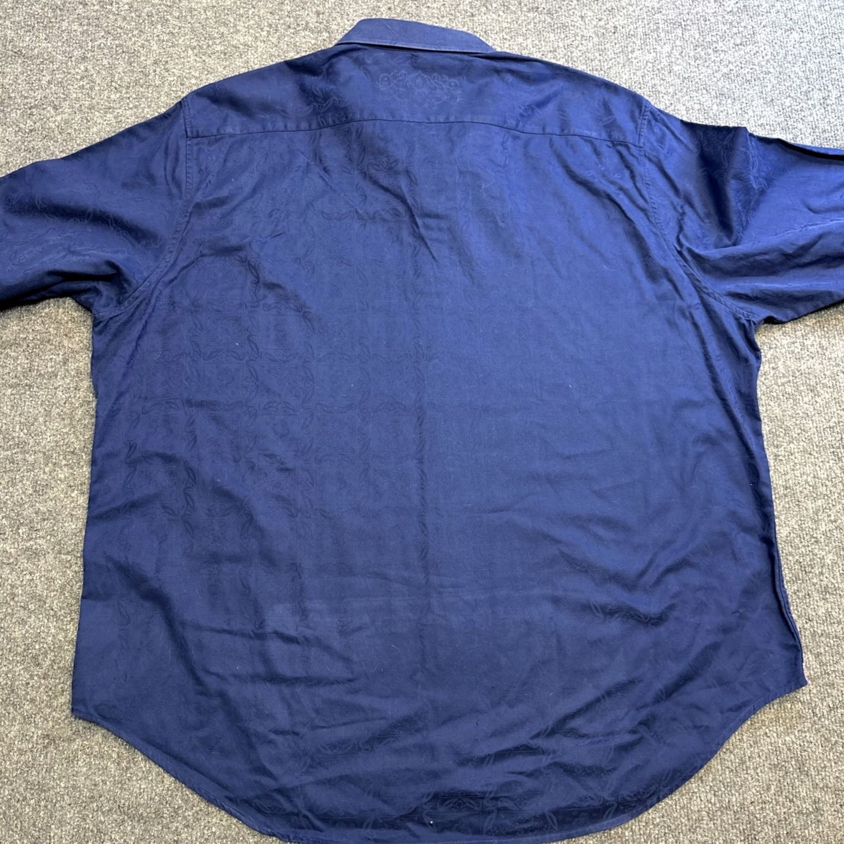 Robert Graham Robert Graham Men's Button-Up Dress Shirt 3X Blue Jacquard Paisley Classic Fit Long Sleeve Shirt 3XL Men's Big & Tall Size 48R - 7 Thumbnail