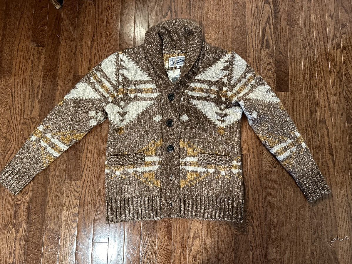 image of Schott Nyc Cardigan Sweater in Brown, Men's (Size Small)