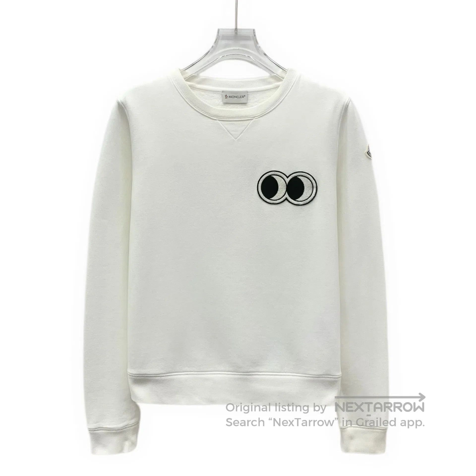 Moncler Moncler White Logo Patch Cotton Round Neck Long-sleeve Swe Size US M / EU 48-50 / 2 - 1 Thumbnail