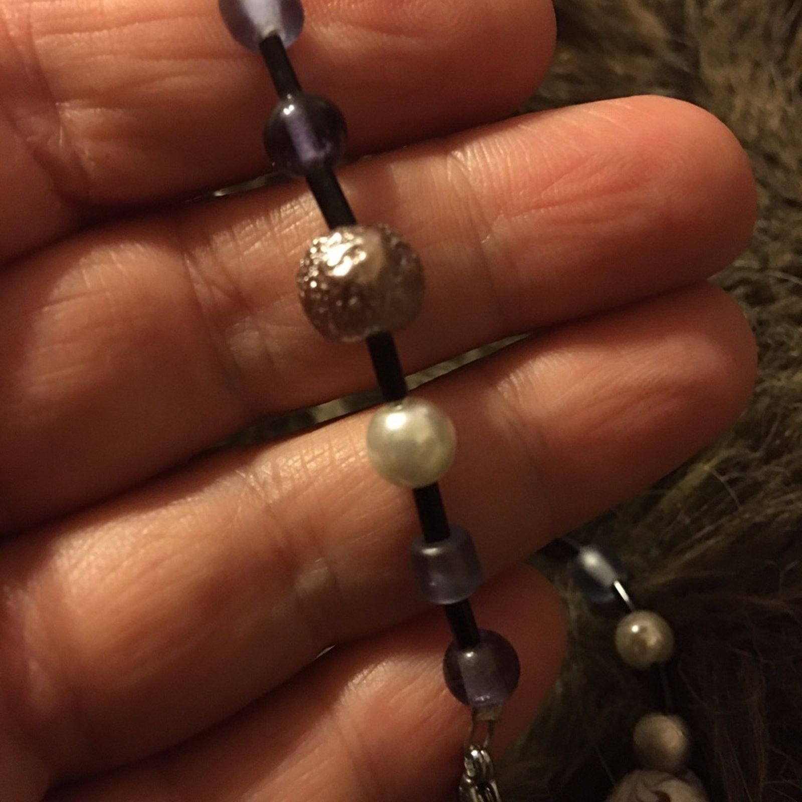 Jewelry Handcrafted purple marbled glass bead necklace Size ONE SIZE - 8 Thumbnail