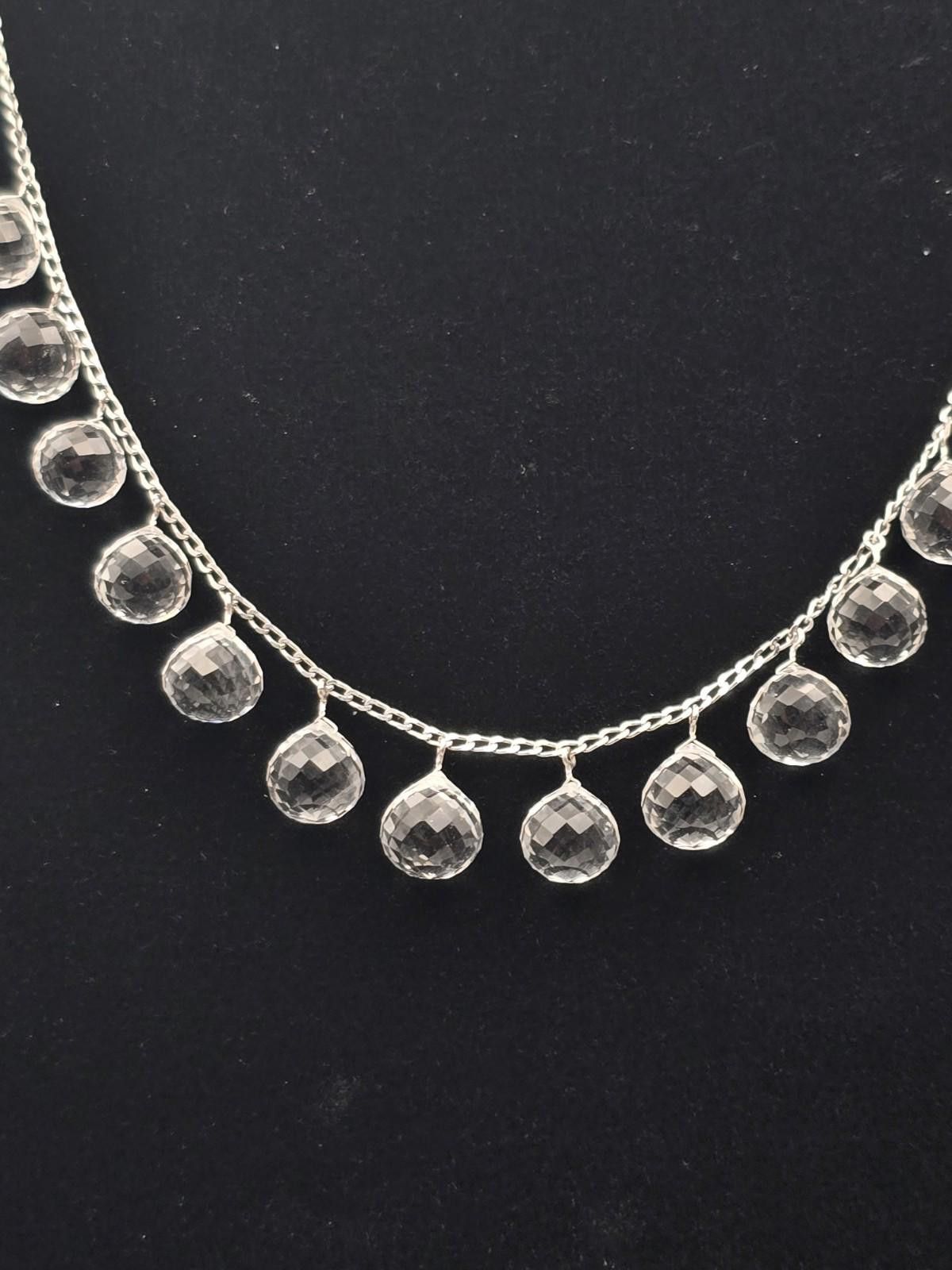The Unbranded Brand 10K White Gold Necklace 56 ct Natural White Topaz Briolettes Size ONE SIZE - 2 Thumbnail