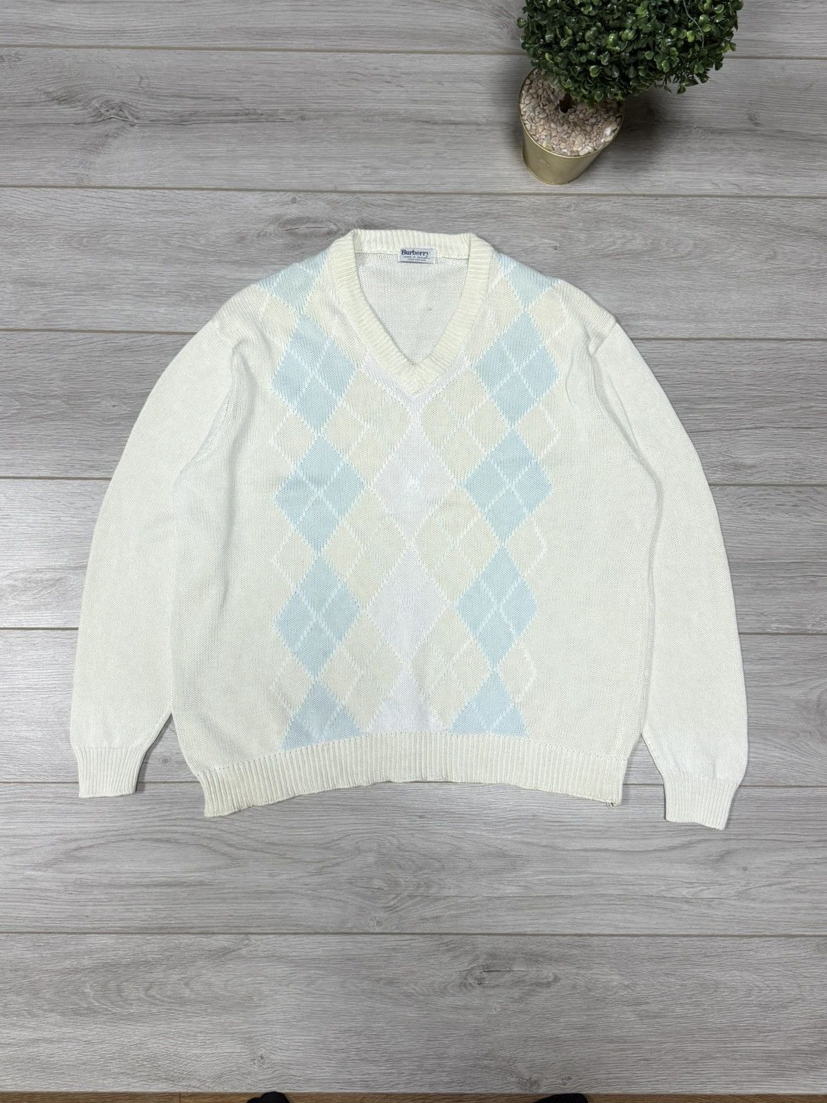 Burberry Burberry vintage knitted patterns sweater England vintage Size US XL / EU 56 / 4 - 1 Thumbnail