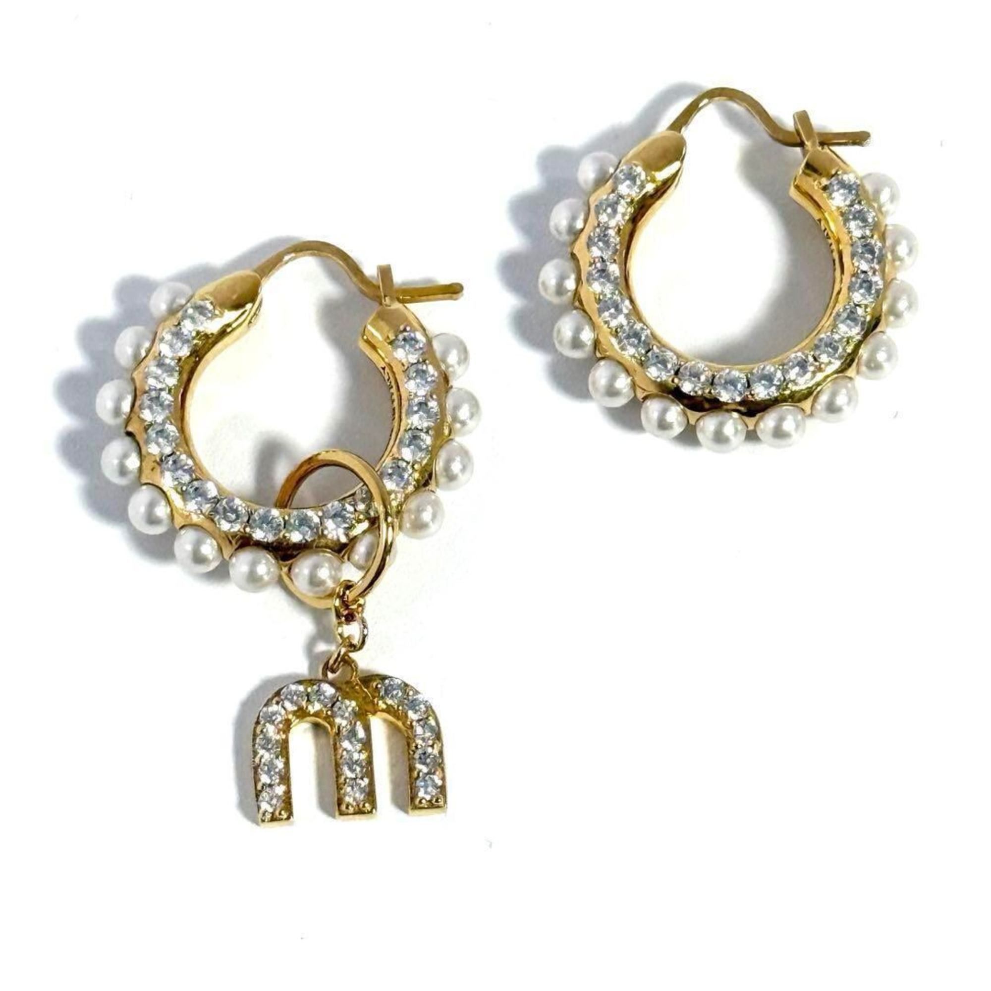 Miu Miu Miu Miu Miu Women's Hoop Asymmetric Drop Earrings Size ONE SIZE - 1 Thumbnail
